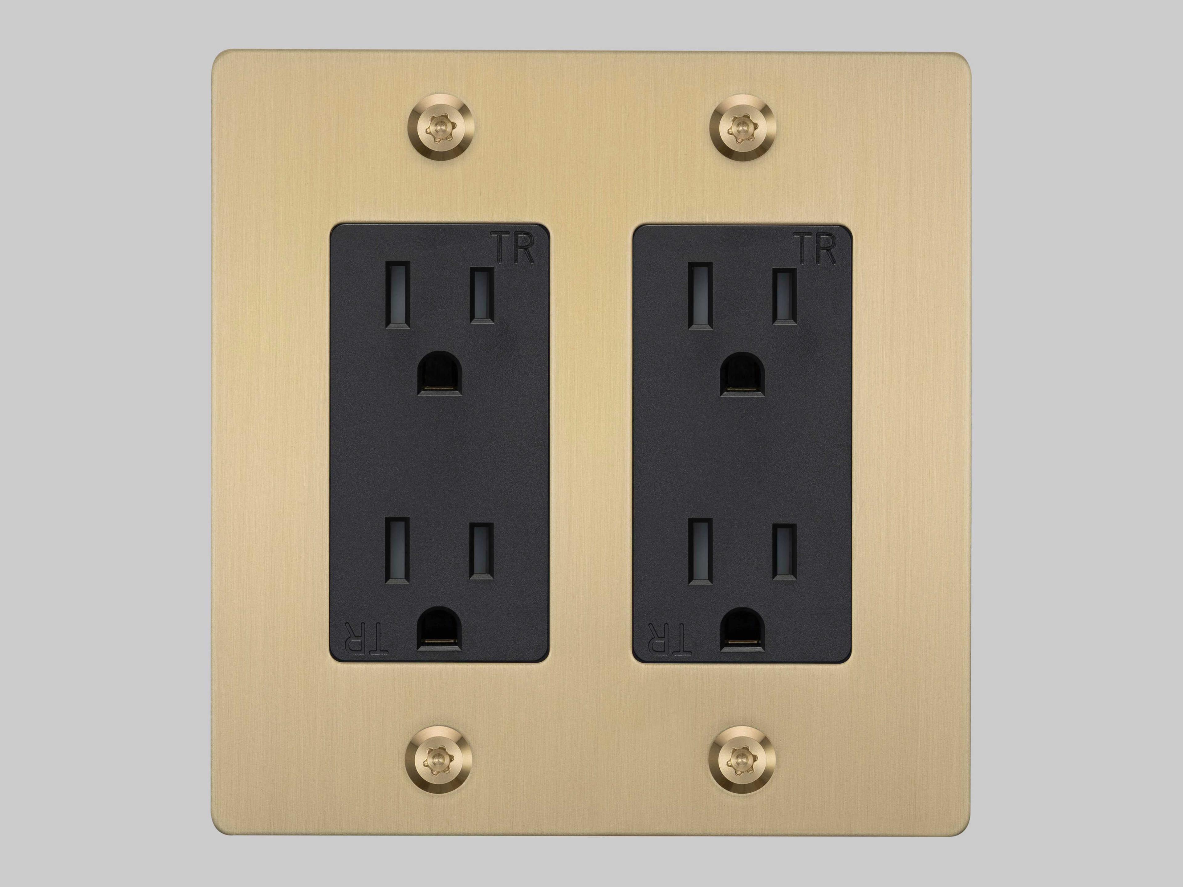 Buster + Punch 2G Brass Linear Duplex Outlet