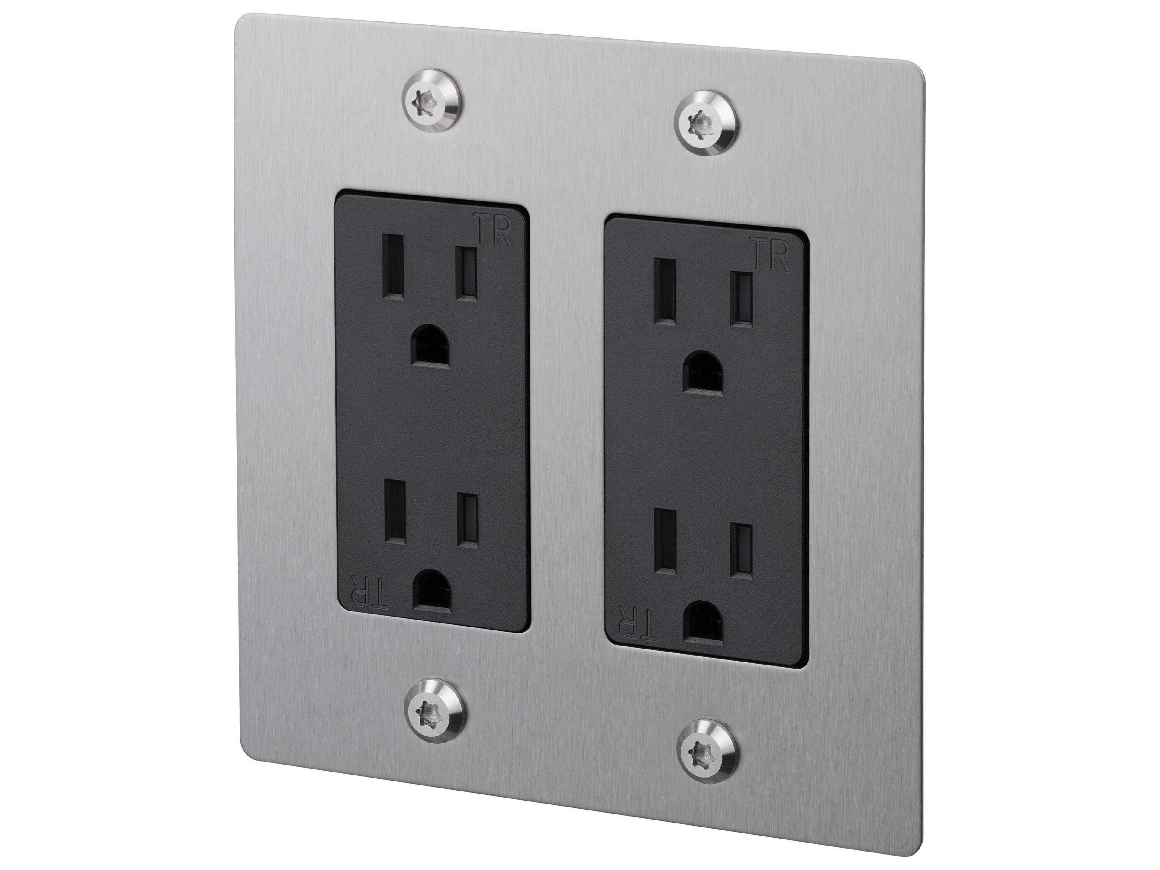 Buster + Punch 2G Steel Linear Duplex Outlet