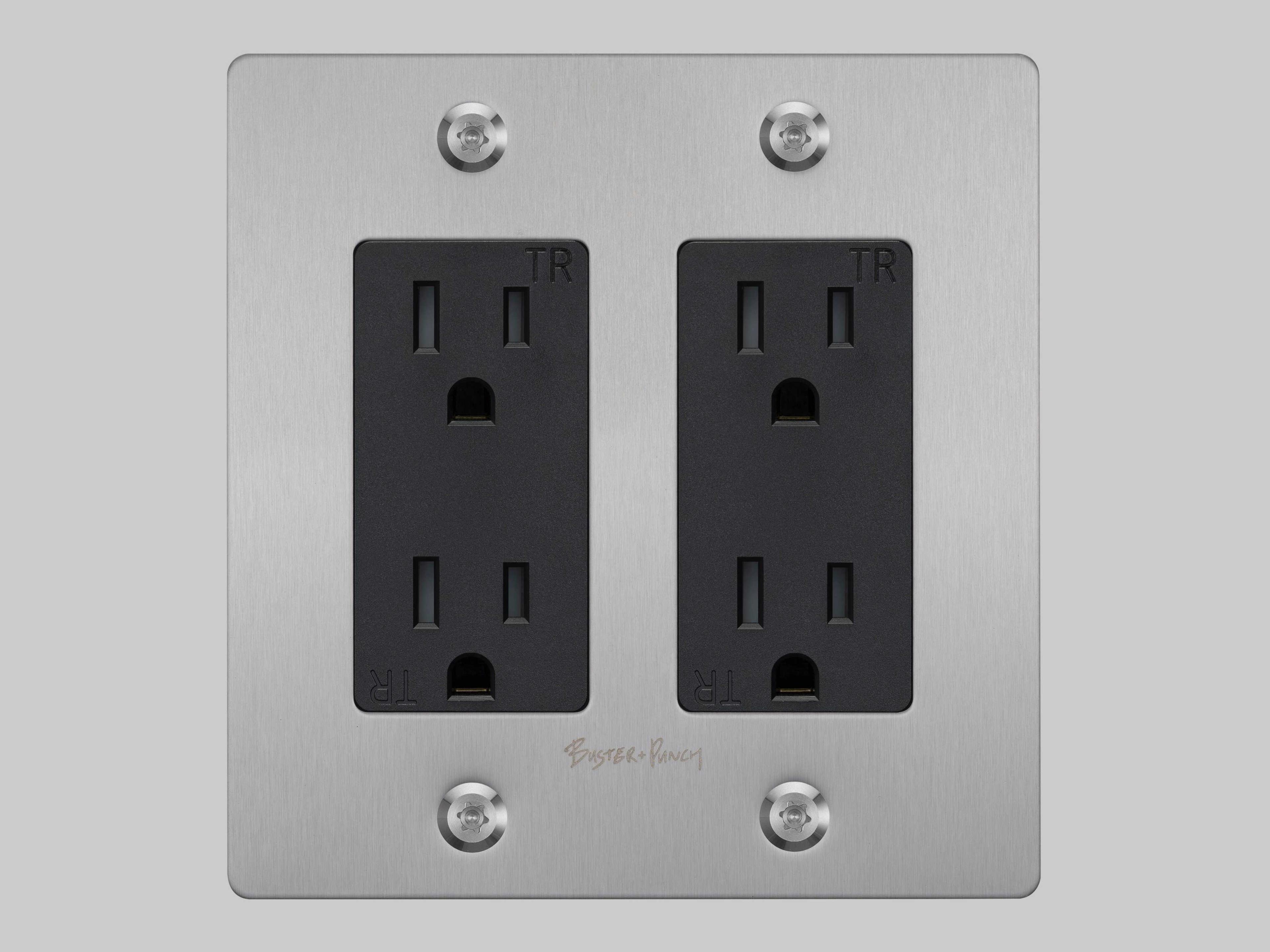 Buster + Punch 2G Steel Linear Duplex Outlet