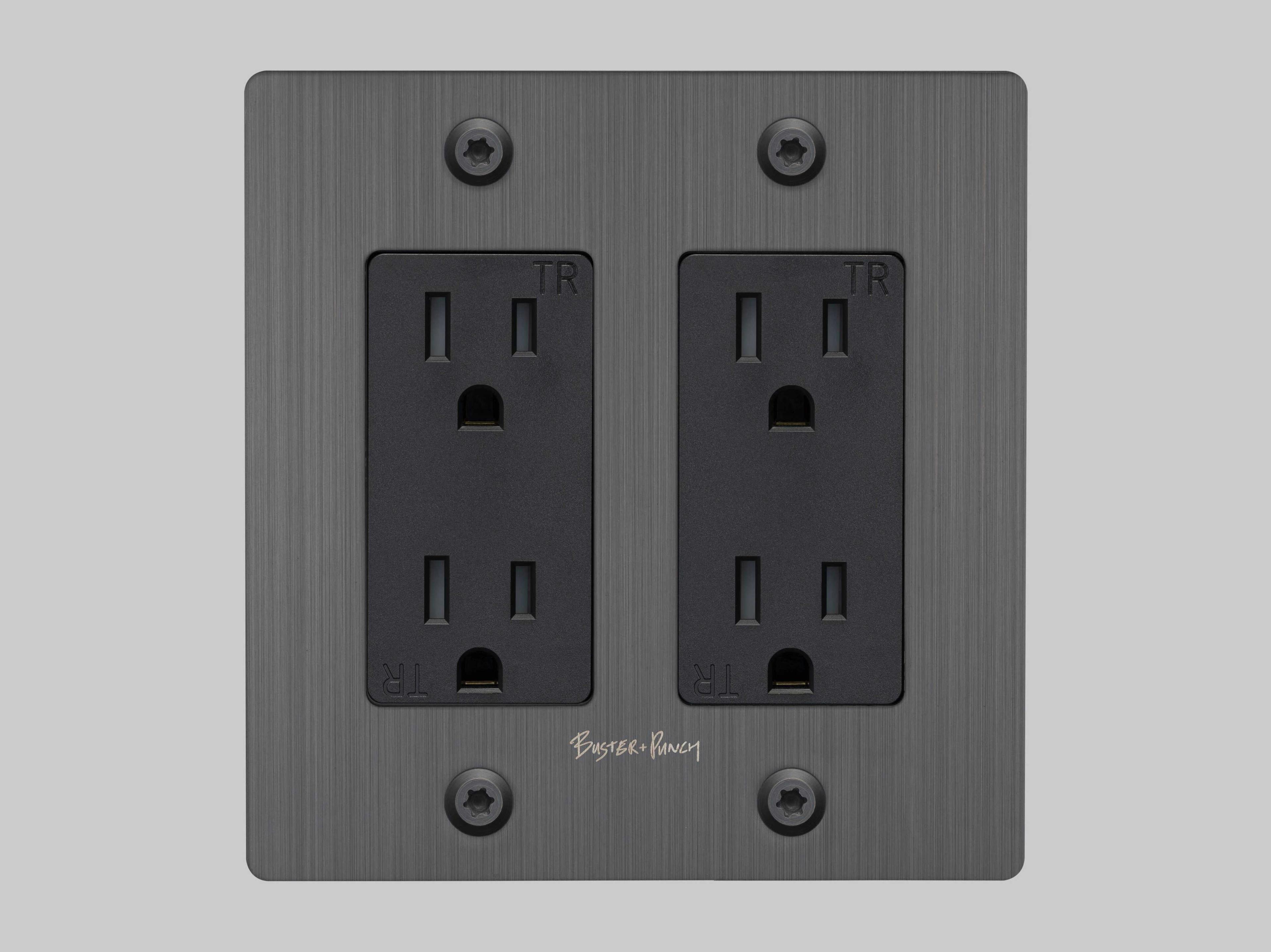 Buster + Punch 2G Smoked Bronze Linear Duplex Outlet