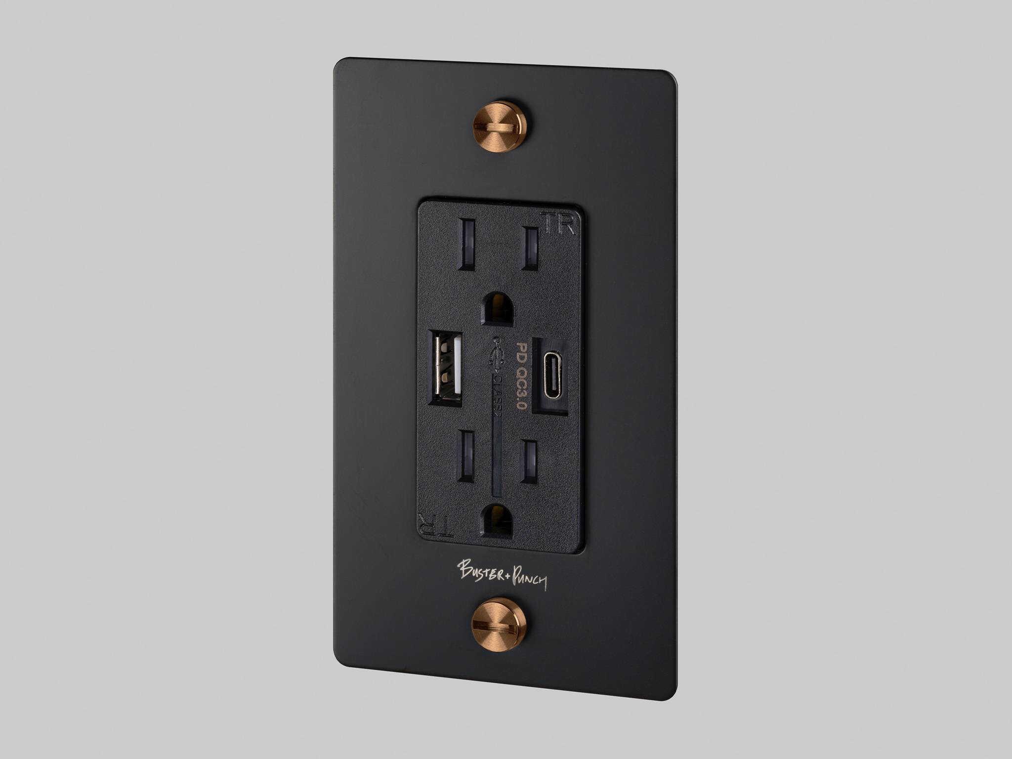Buster + Punch 1G Black Warm Sunset Cross Duplex Outlet