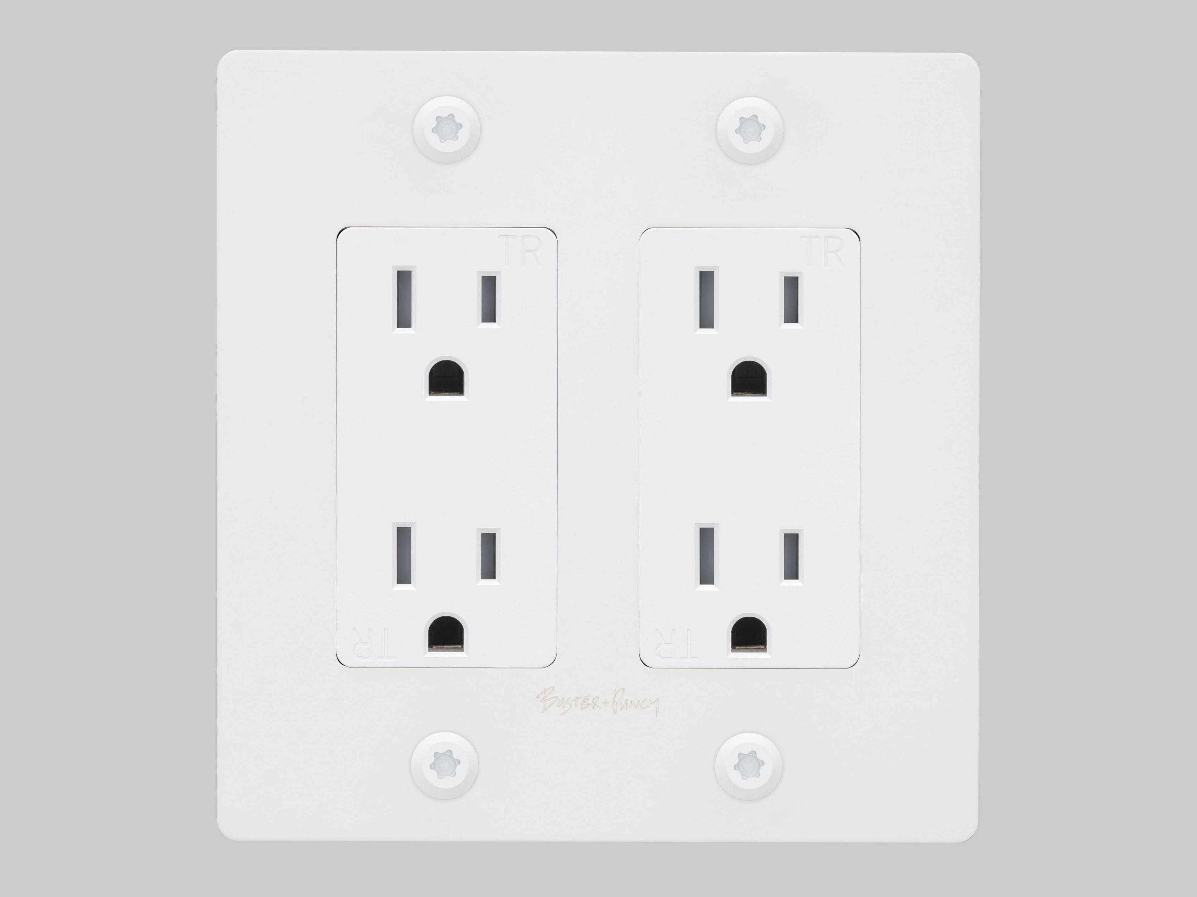 Buster + Punch 2G White Linear Duplex Outlet