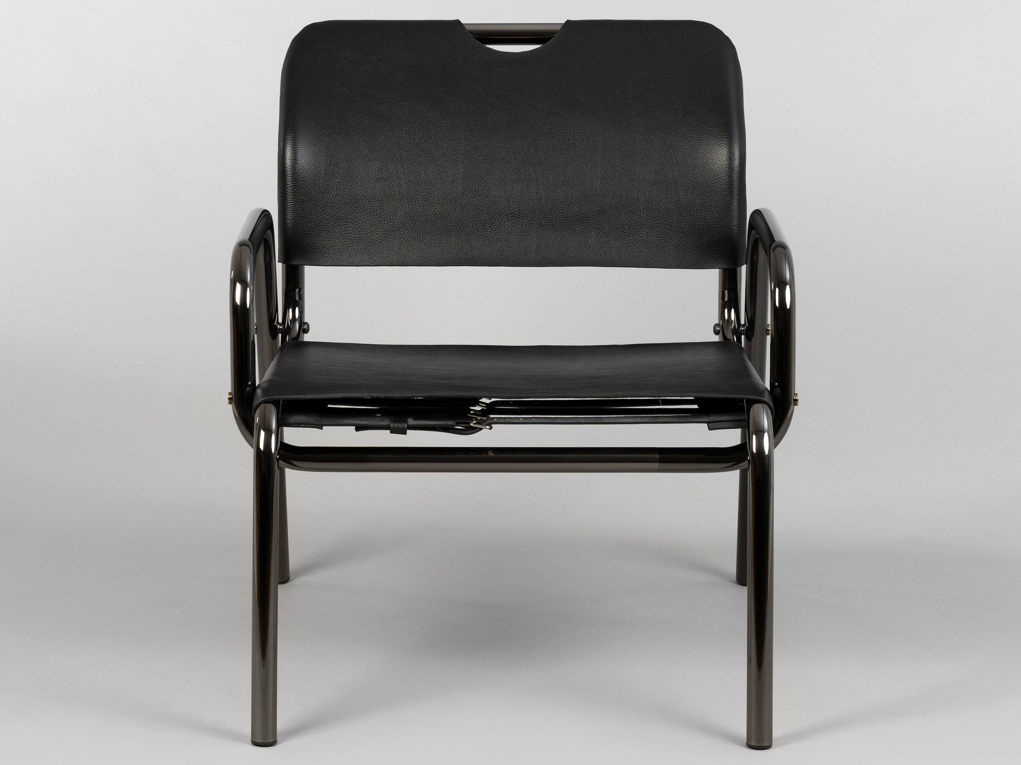 Buster + Punch Black Chrome Leather Accent Chair