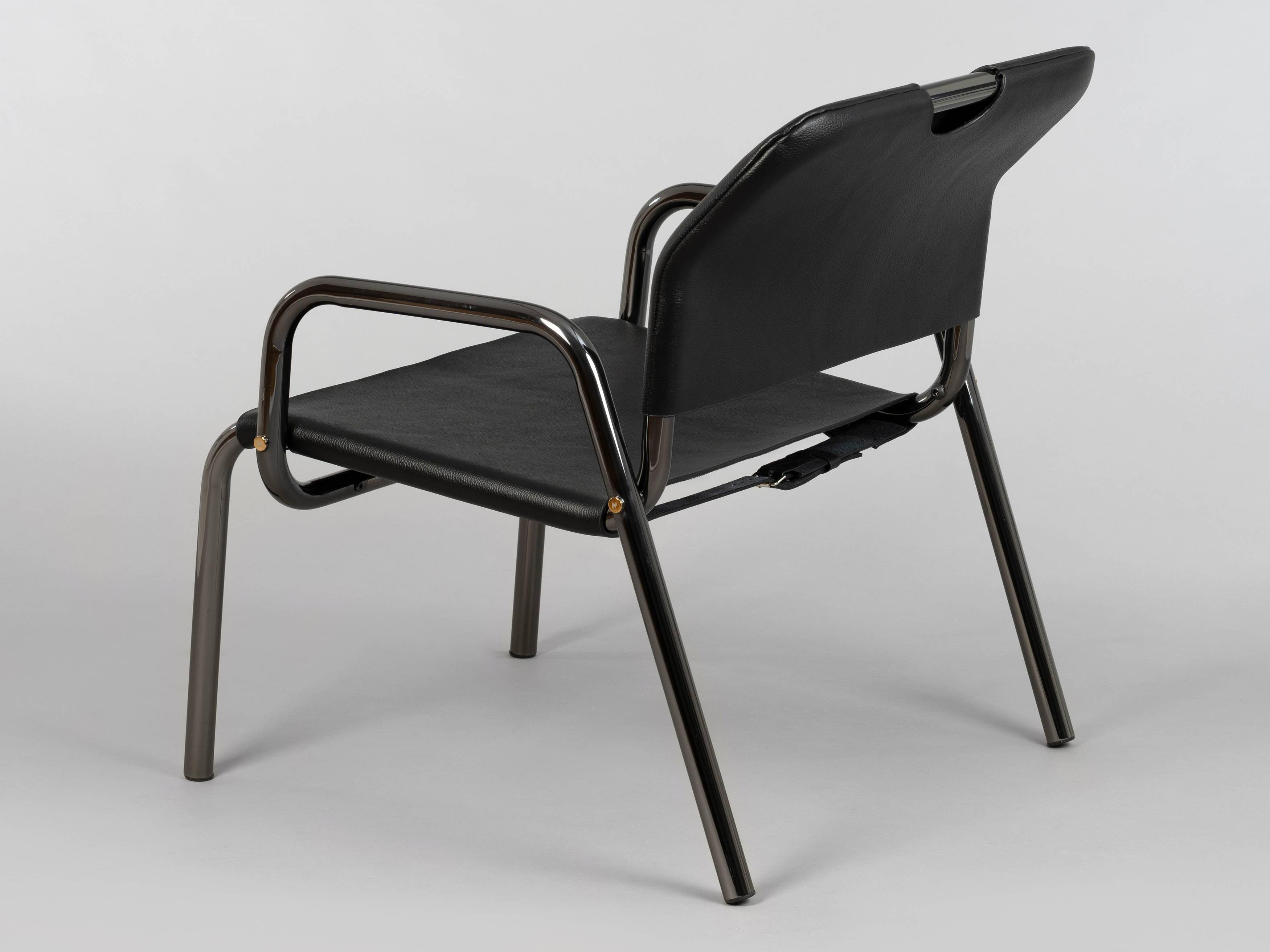 Buster + Punch Black Chrome Leather Accent Chair