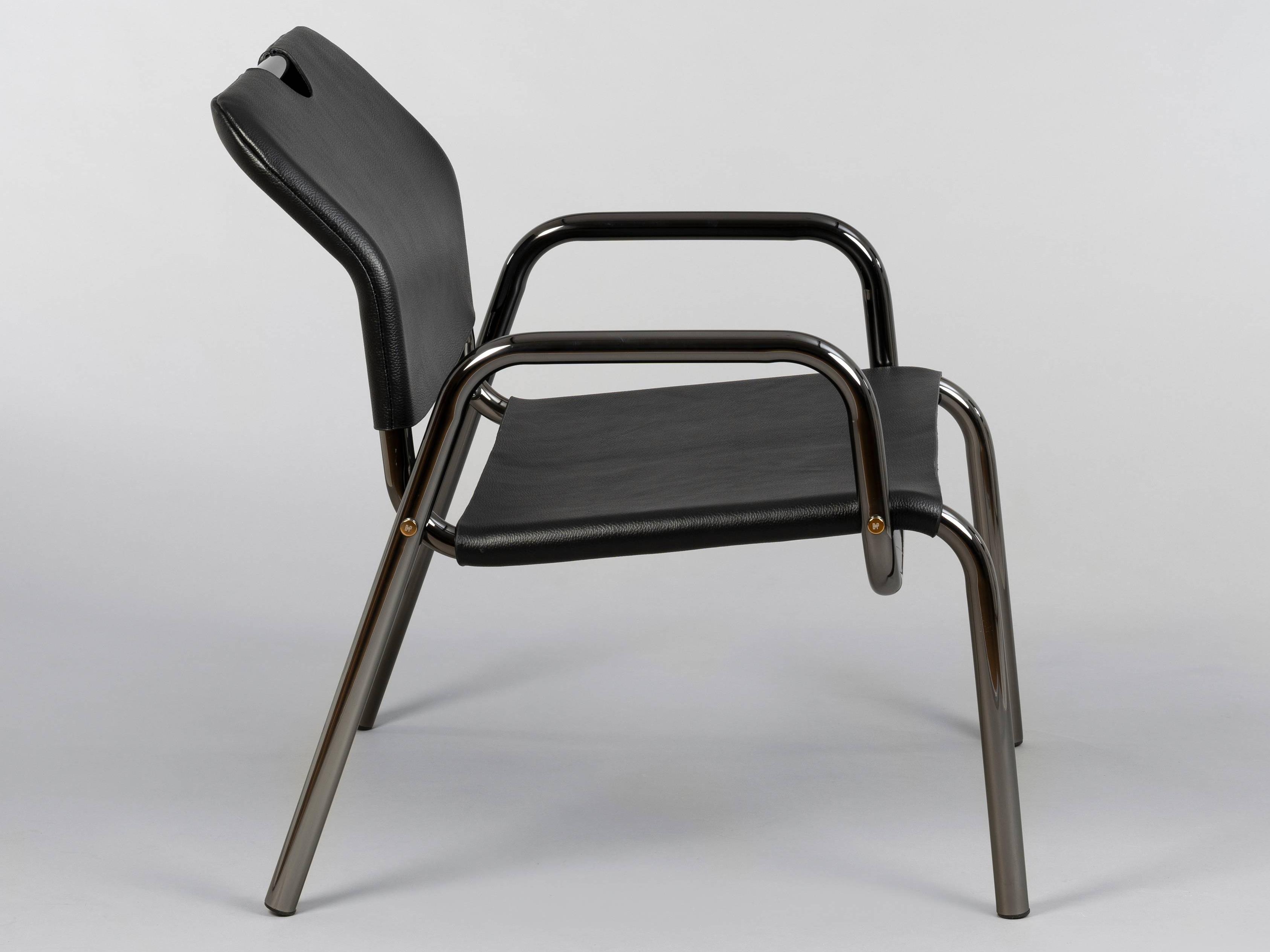 Buster + Punch Black Chrome Leather Accent Chair