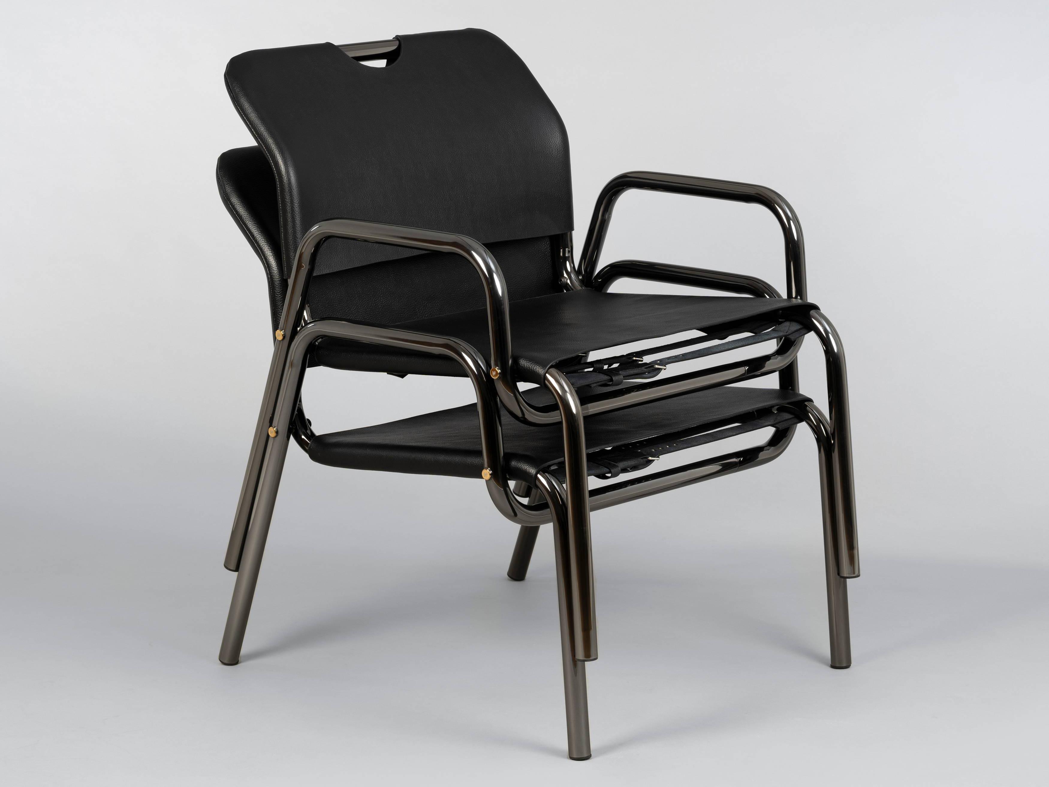 Buster + Punch Black Chrome Leather Accent Chair