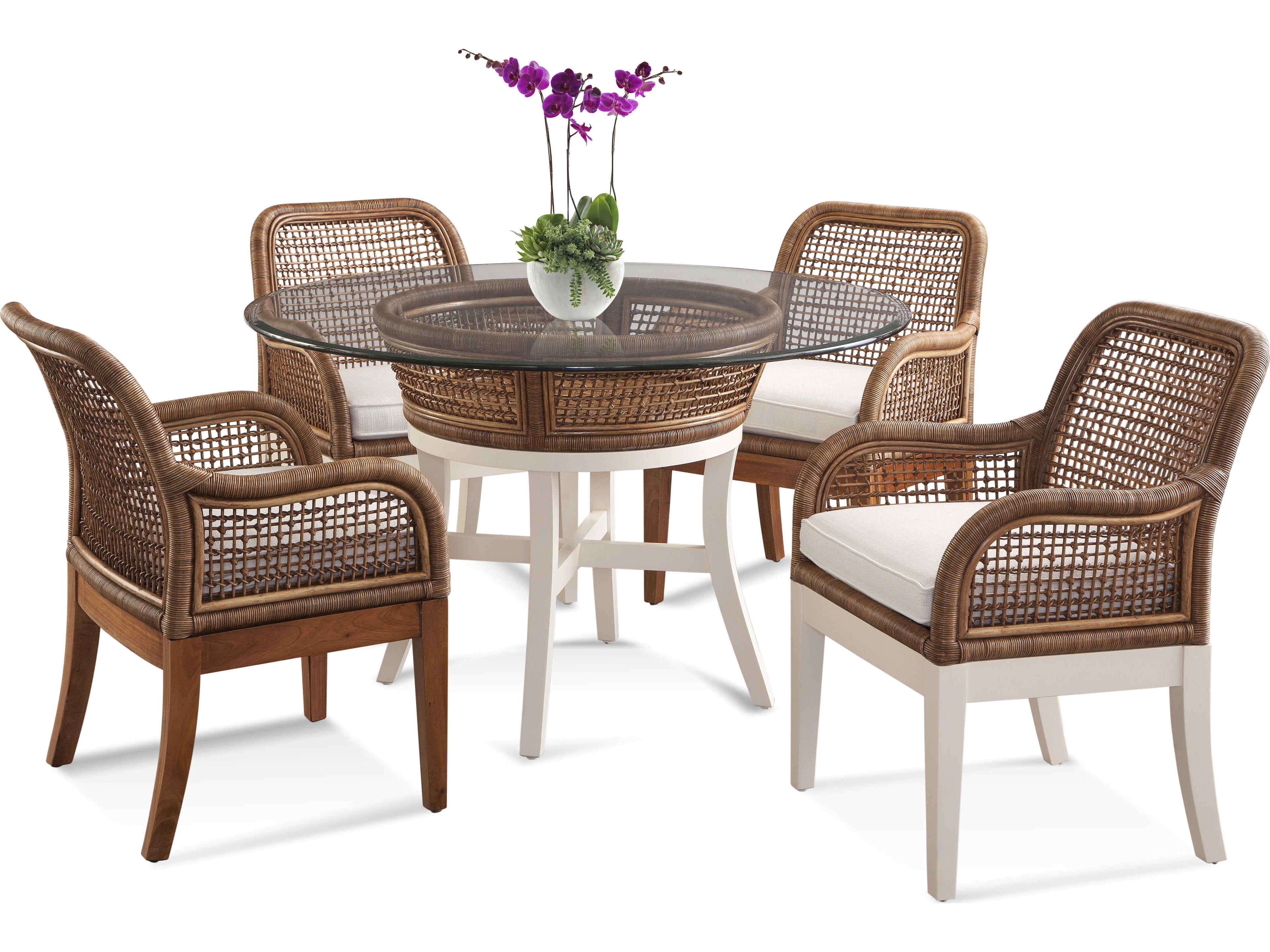 Braxton Culler Boone Rattan Brown Upholstered Arm Dining Chair