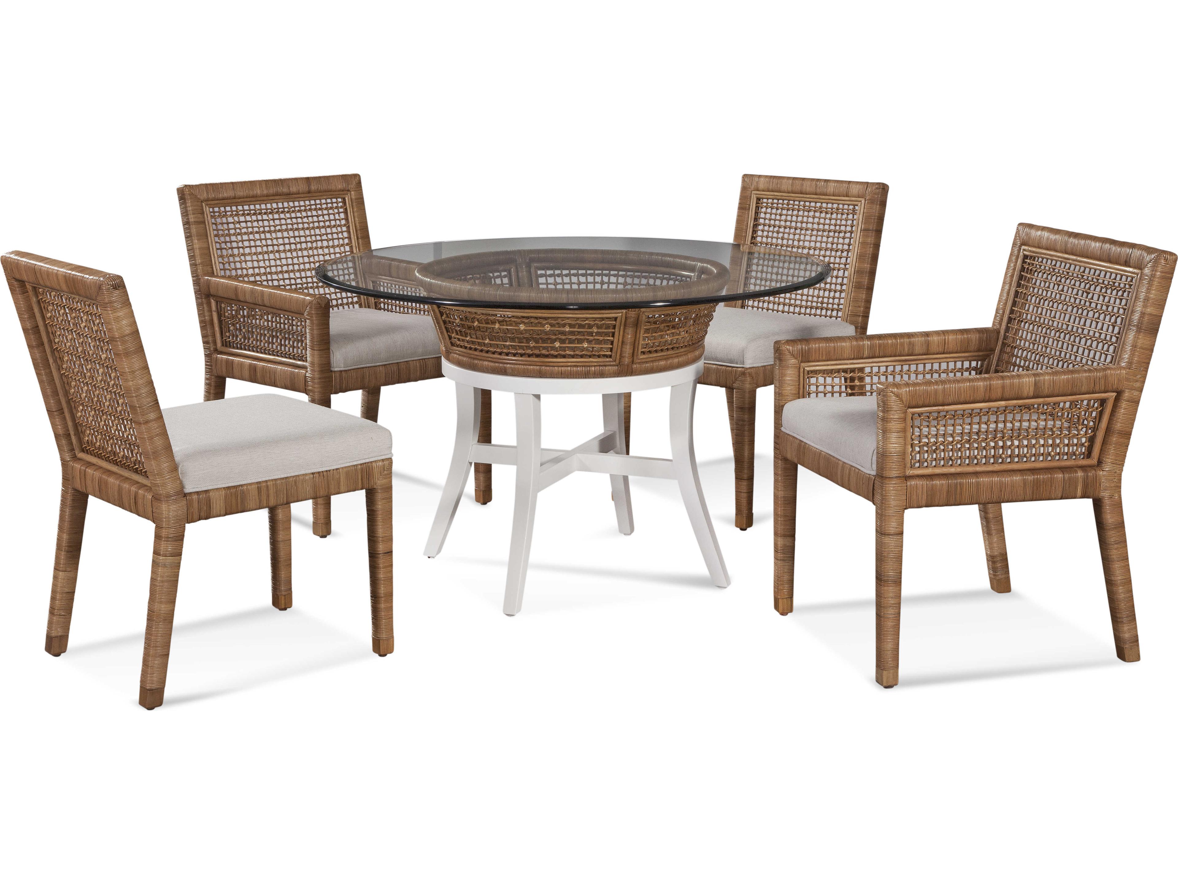 Braxton Culler Pine Isle Rattan Brown Upholstered Side Dining Chair