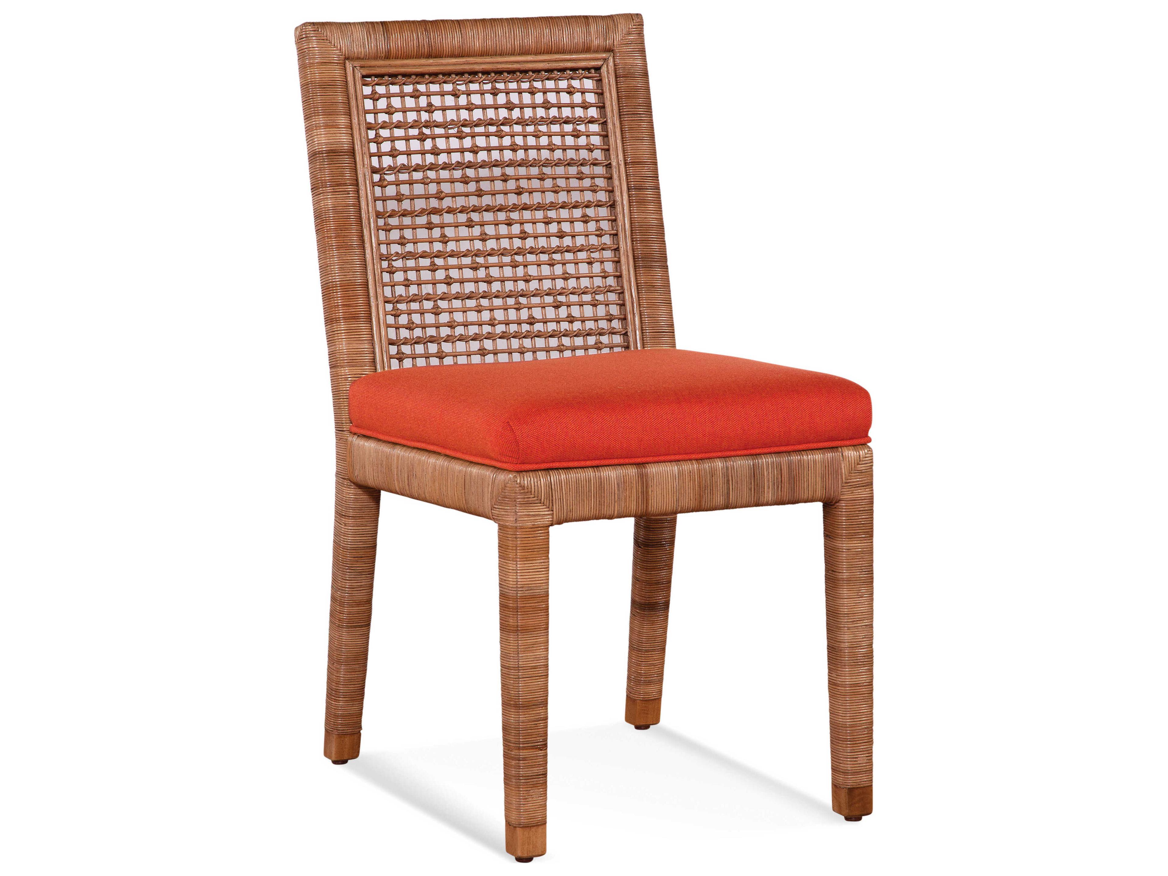 Braxton Culler Pine Isle Rattan Brown Upholstered Side Dining Chair
