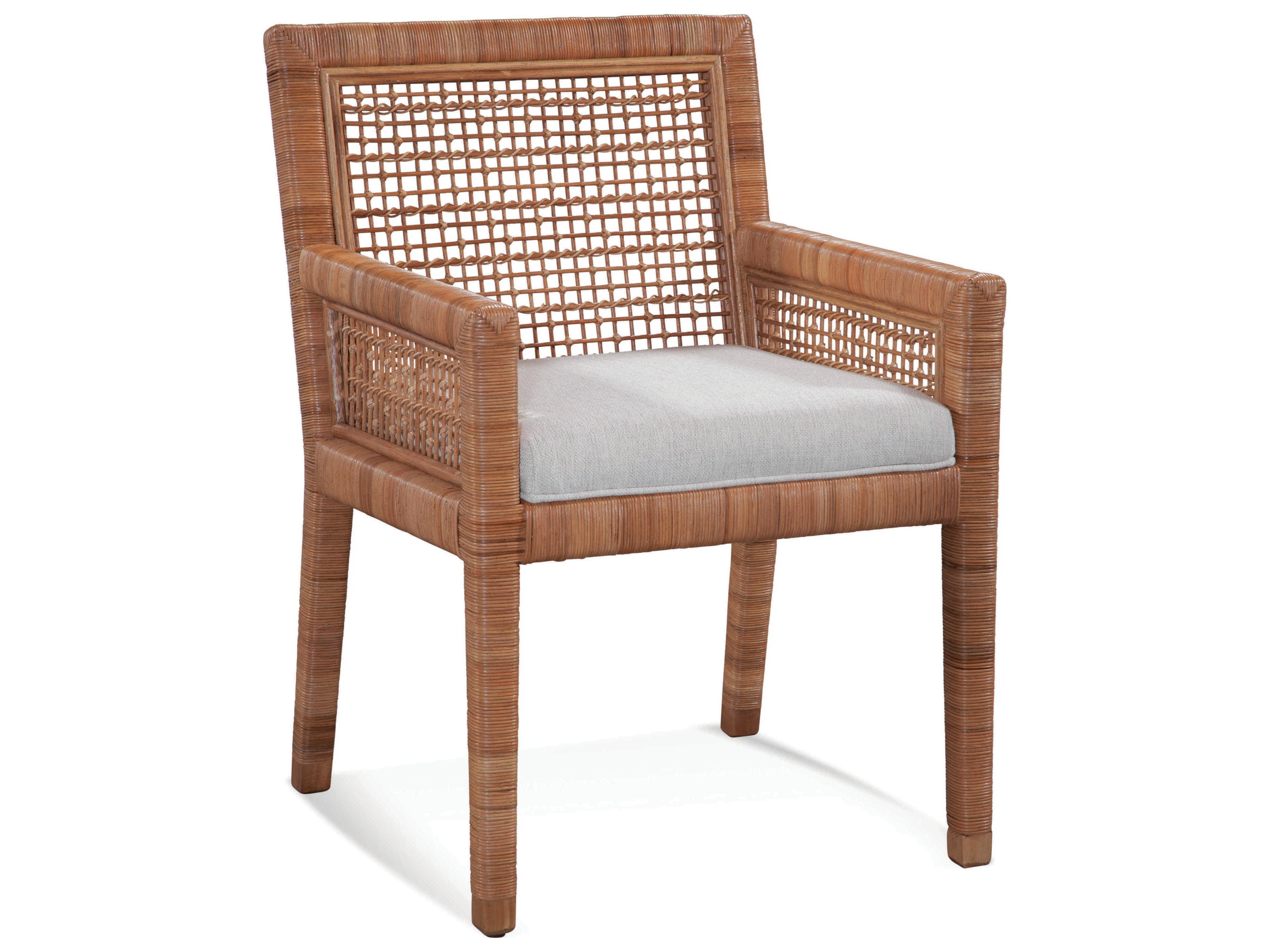 Braxton Culler Pine Isle Rattan Brown Upholstered Arm Dining Chair