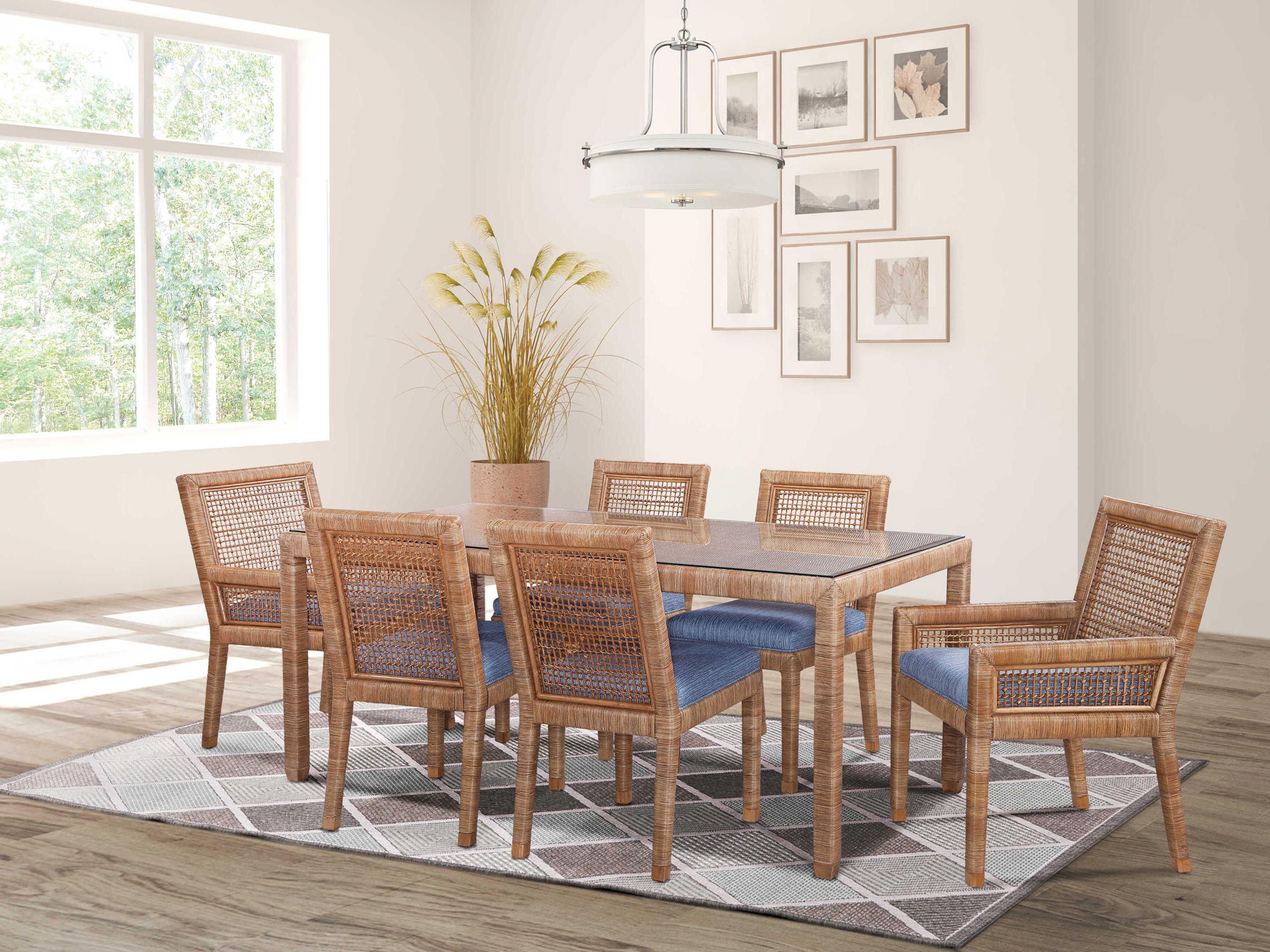 Braxton Culler Pine Isle Rattan Brown Upholstered Arm Dining Chair