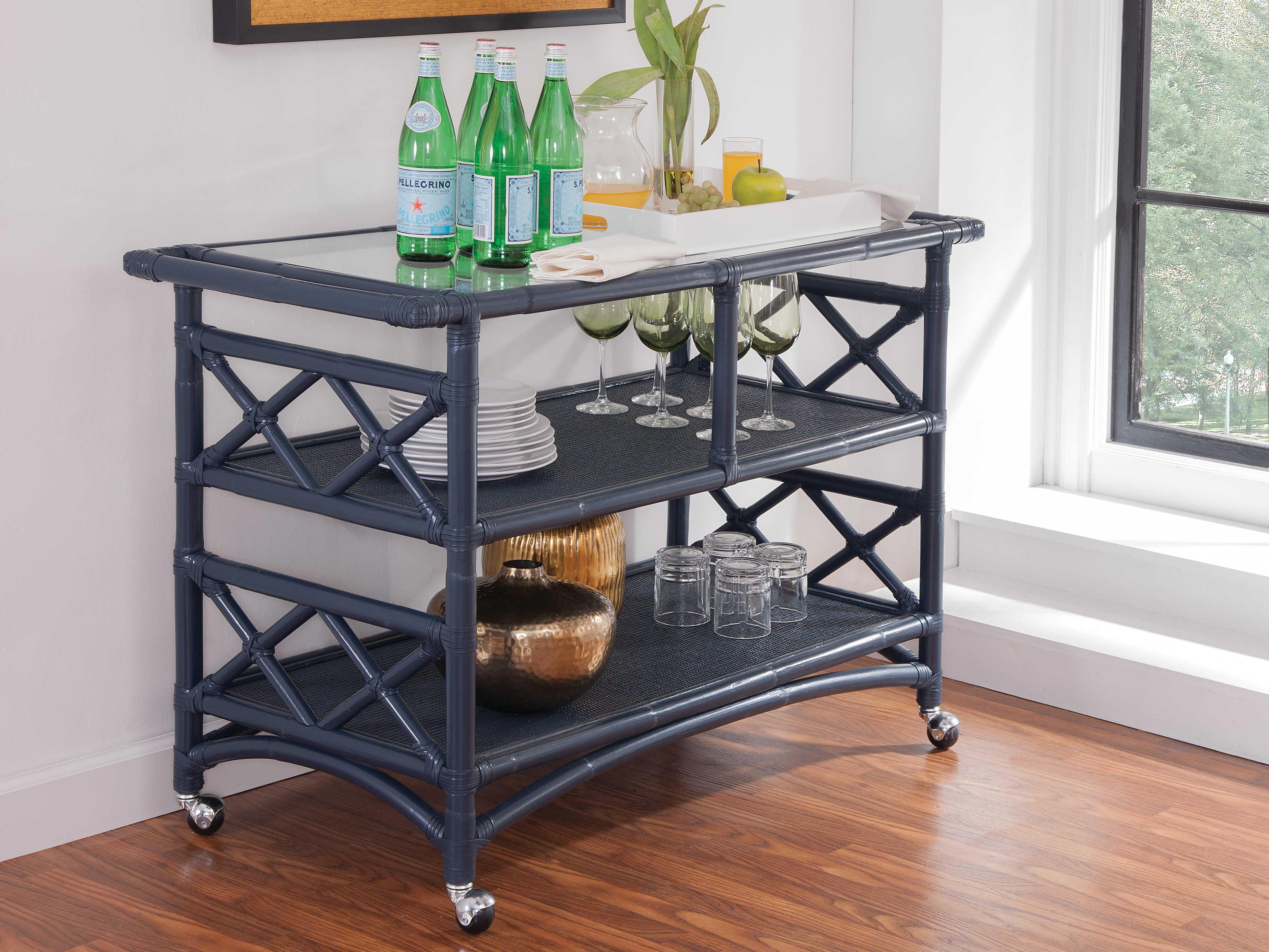 Braxton Culler Montgomery Glass Blue Bar Cart
