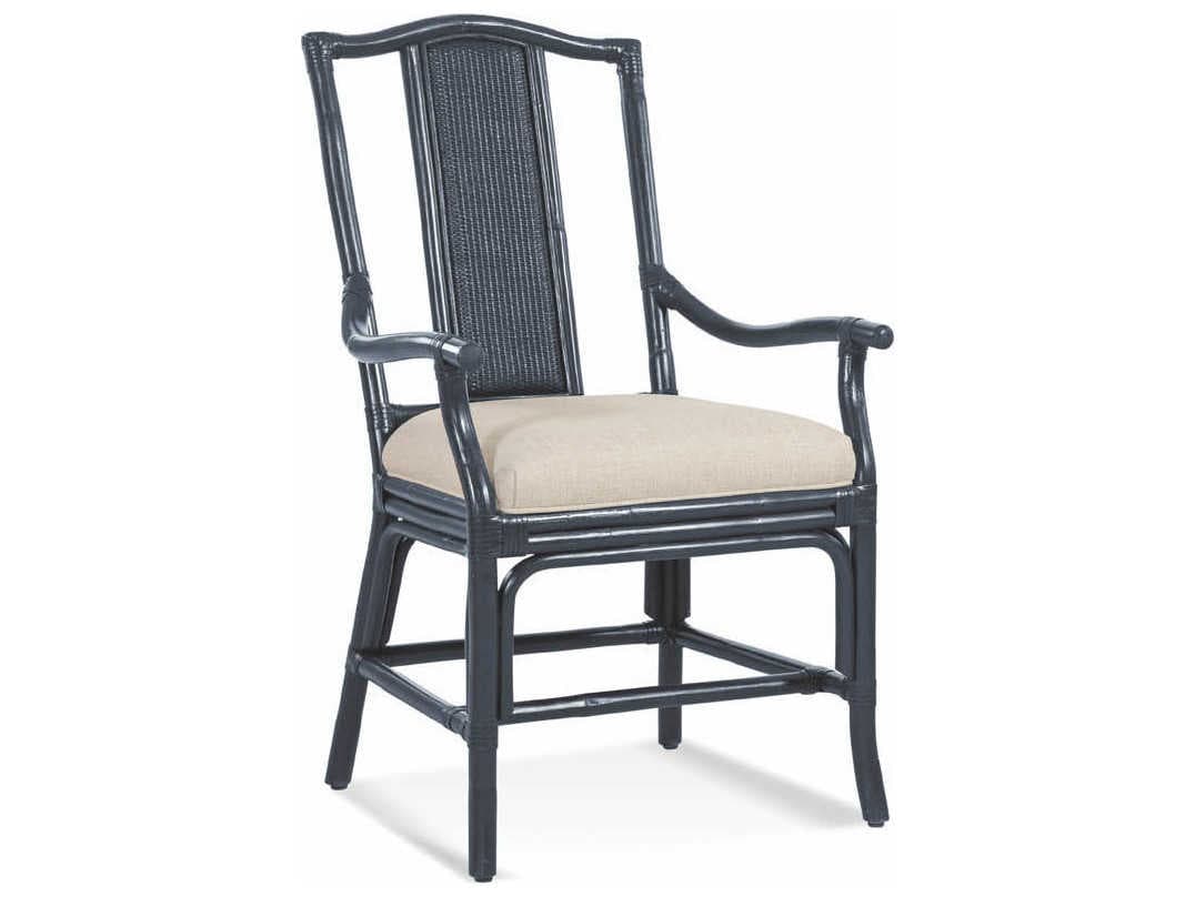 Braxton Culler Drury Lane Rattan White Upholstered Arm Dining Chair
