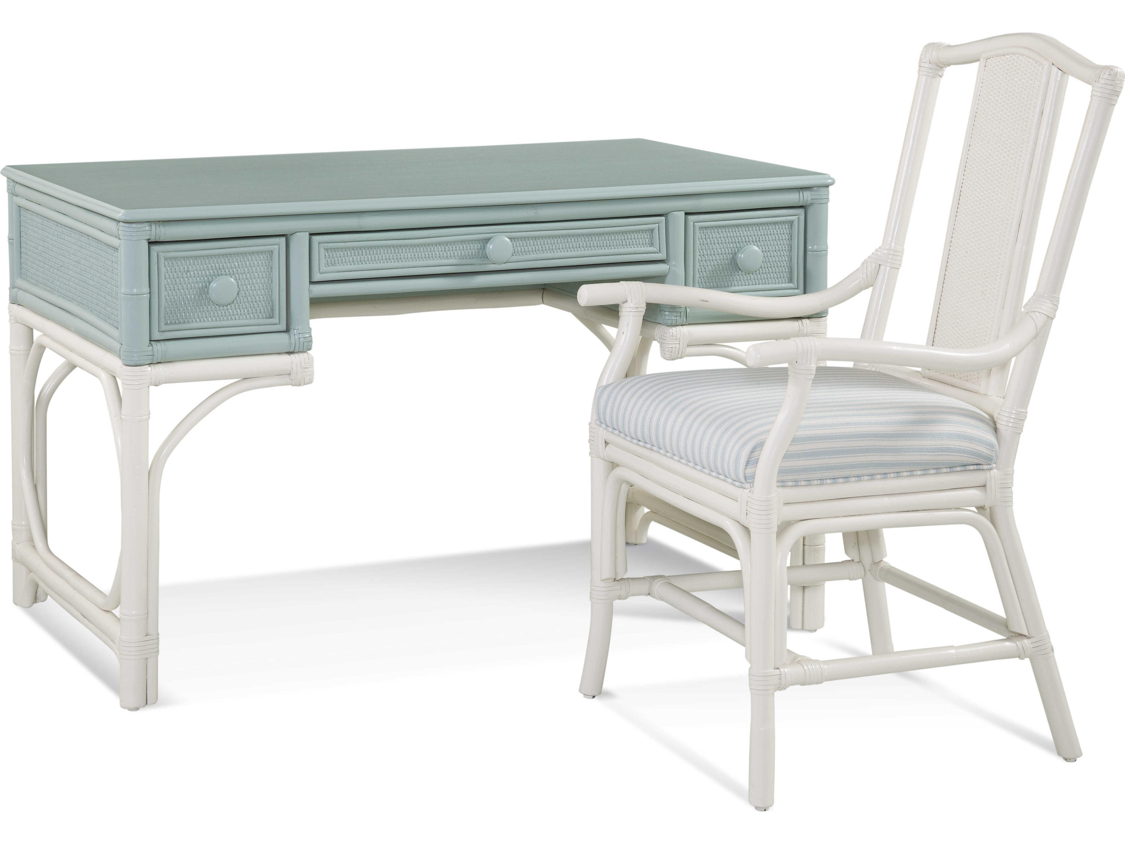 Braxton Culler Drury Lane Rattan White Upholstered Arm Dining Chair