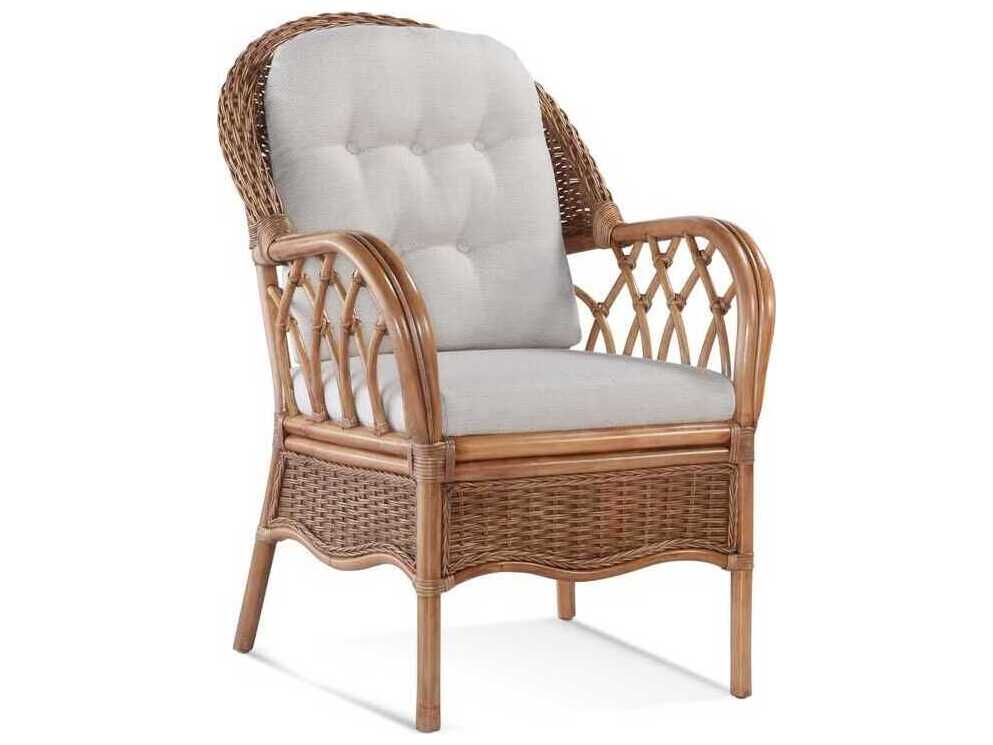 Braxton Culler Everglade Rattan Brown Upholstered Arm Dining Chair