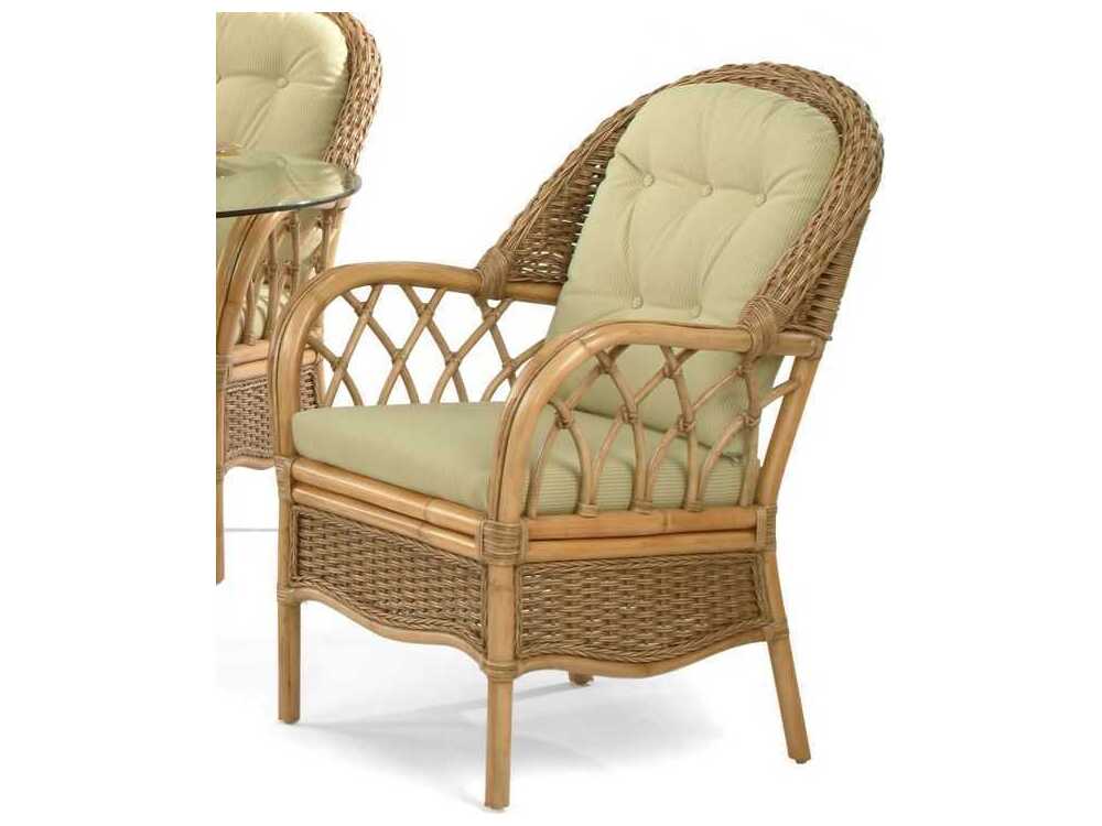 Braxton Culler Everglade Rattan Brown Upholstered Arm Dining Chair