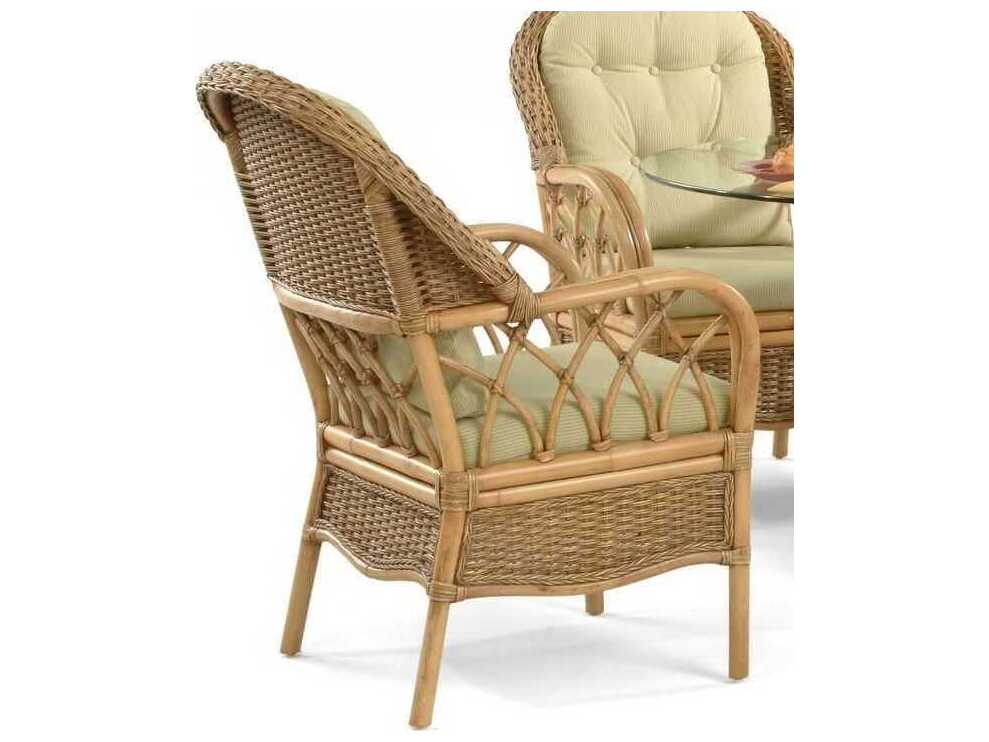 Braxton Culler Everglade Rattan Brown Upholstered Arm Dining Chair