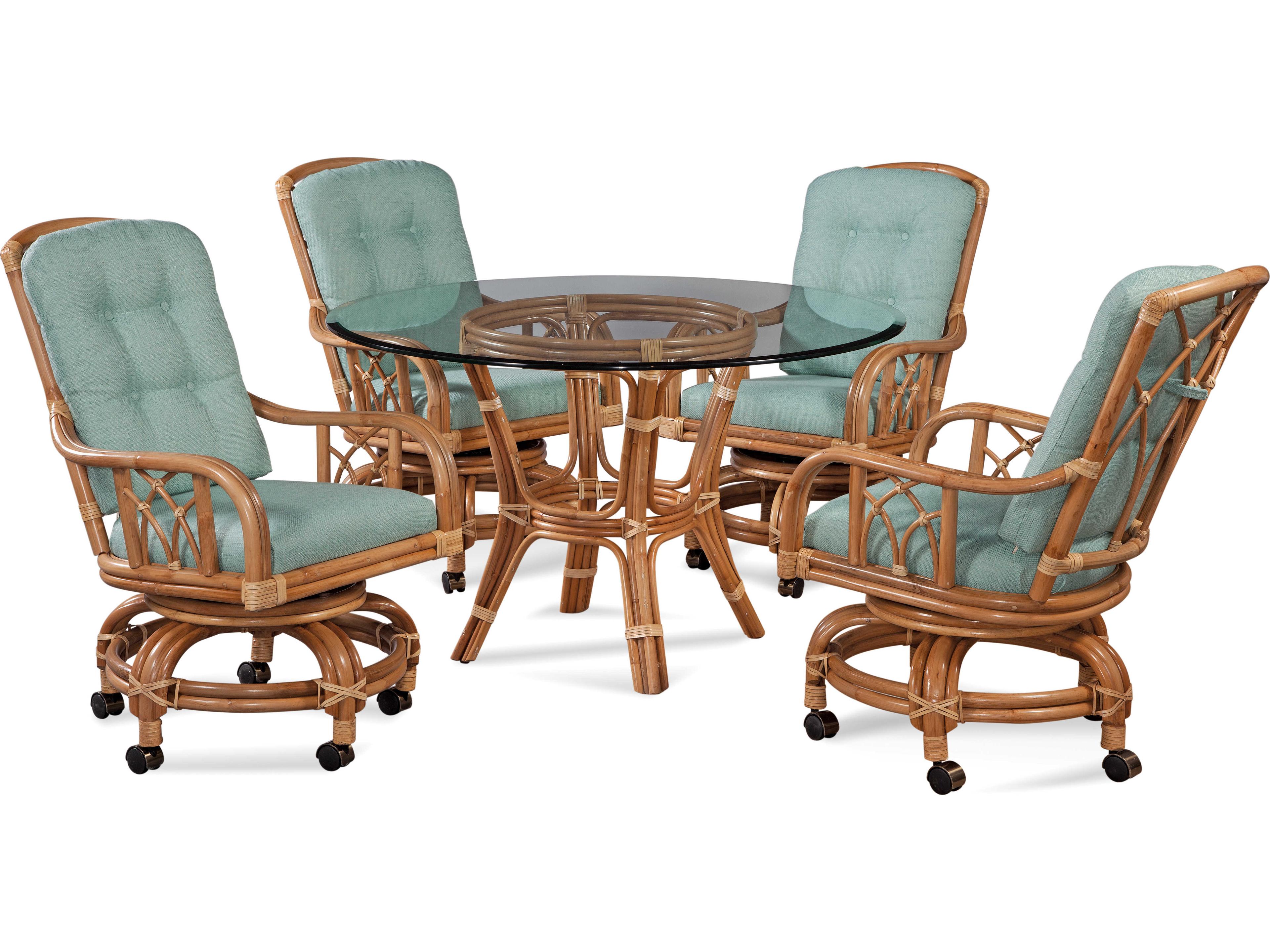 Braxton Culler Edgewater Rattan Brown Upholstered Arm Dining Chair