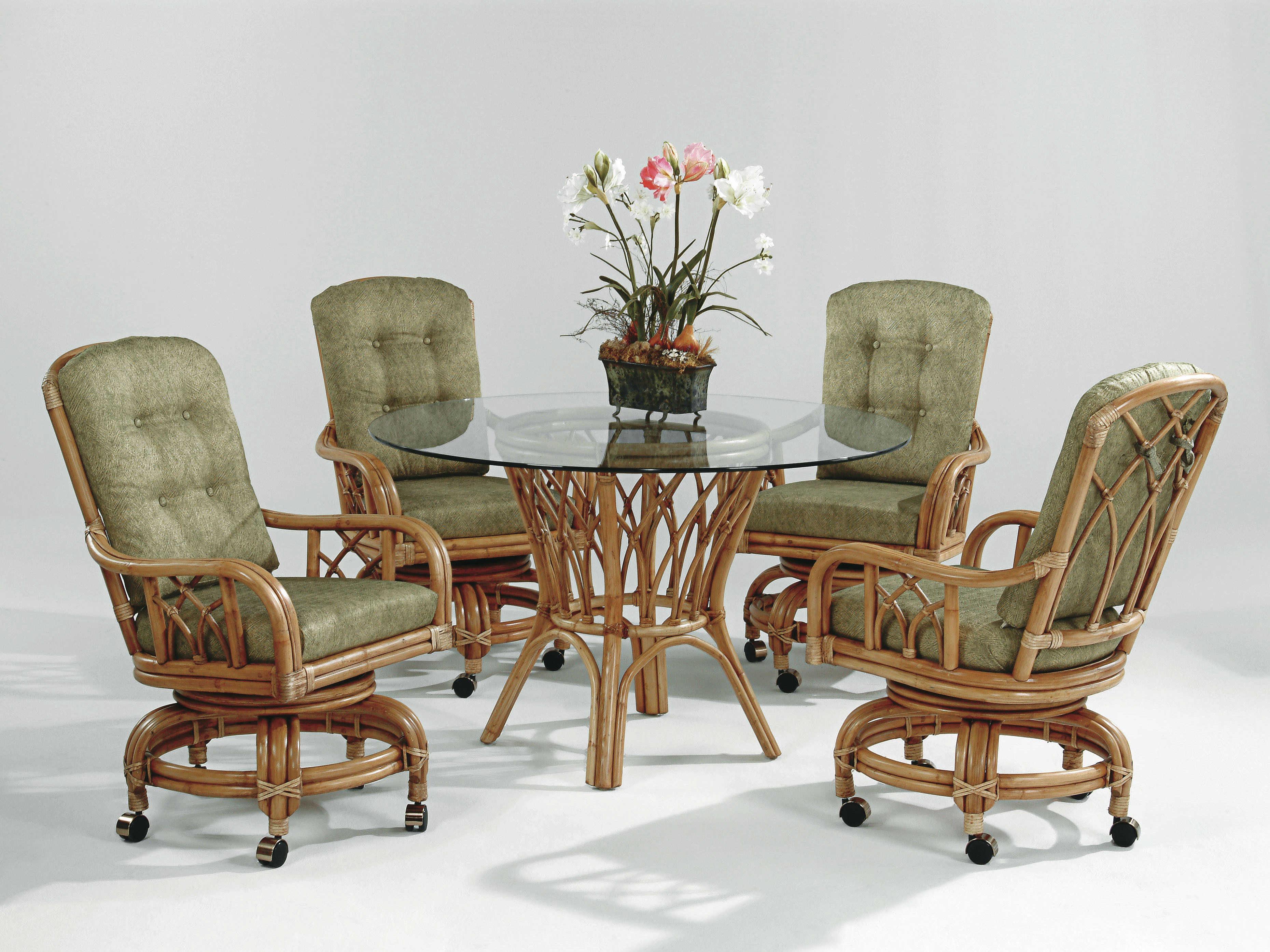 Braxton Culler Edgewater Rattan Brown Upholstered Arm Dining Chair