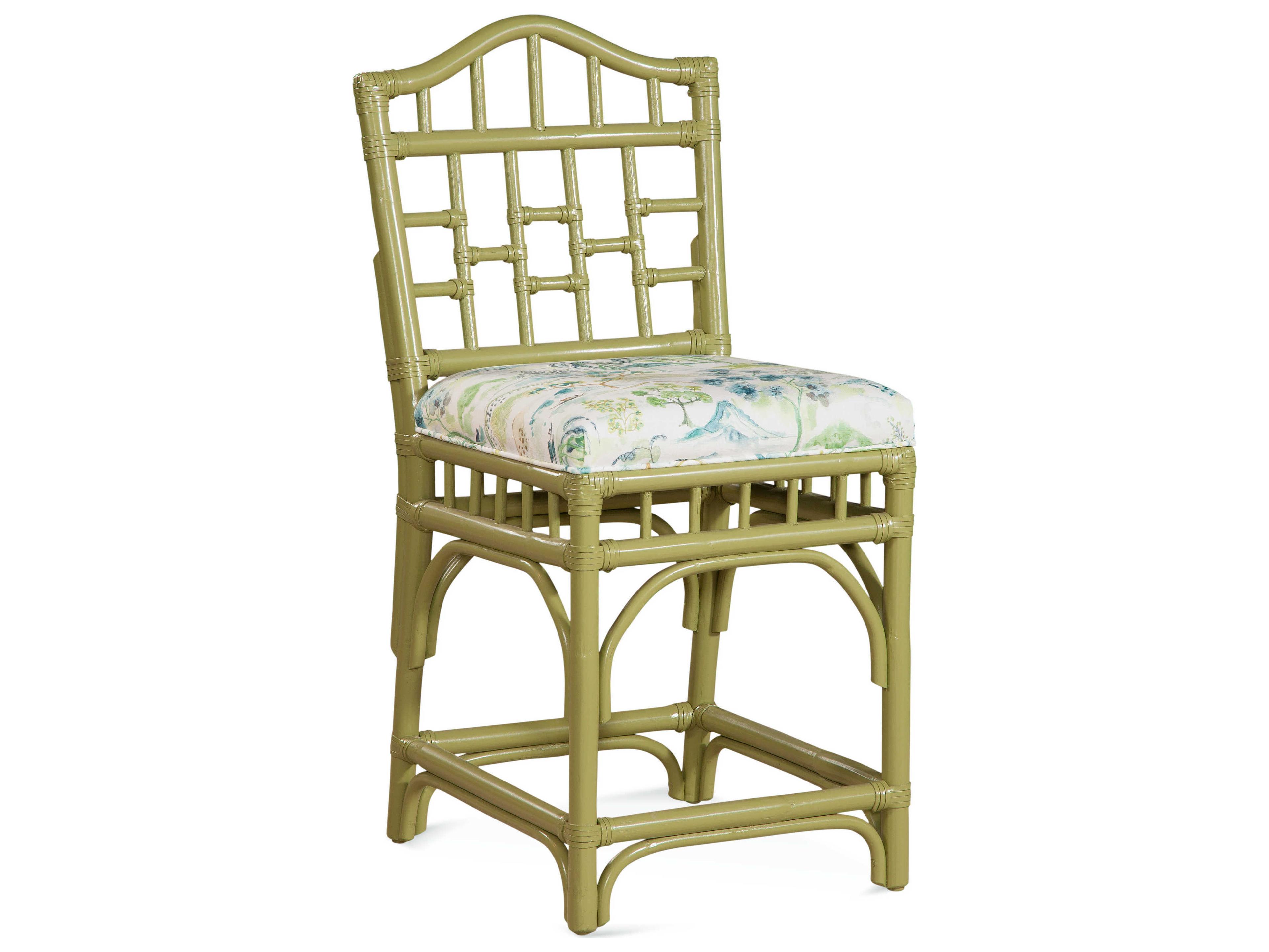 Braxton Culler Chippendale Upholstered Rattan Counter Stool Height