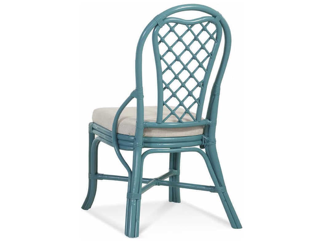 Braxton Culler Trellis Rattan Blue Upholstered Side Dining Chair