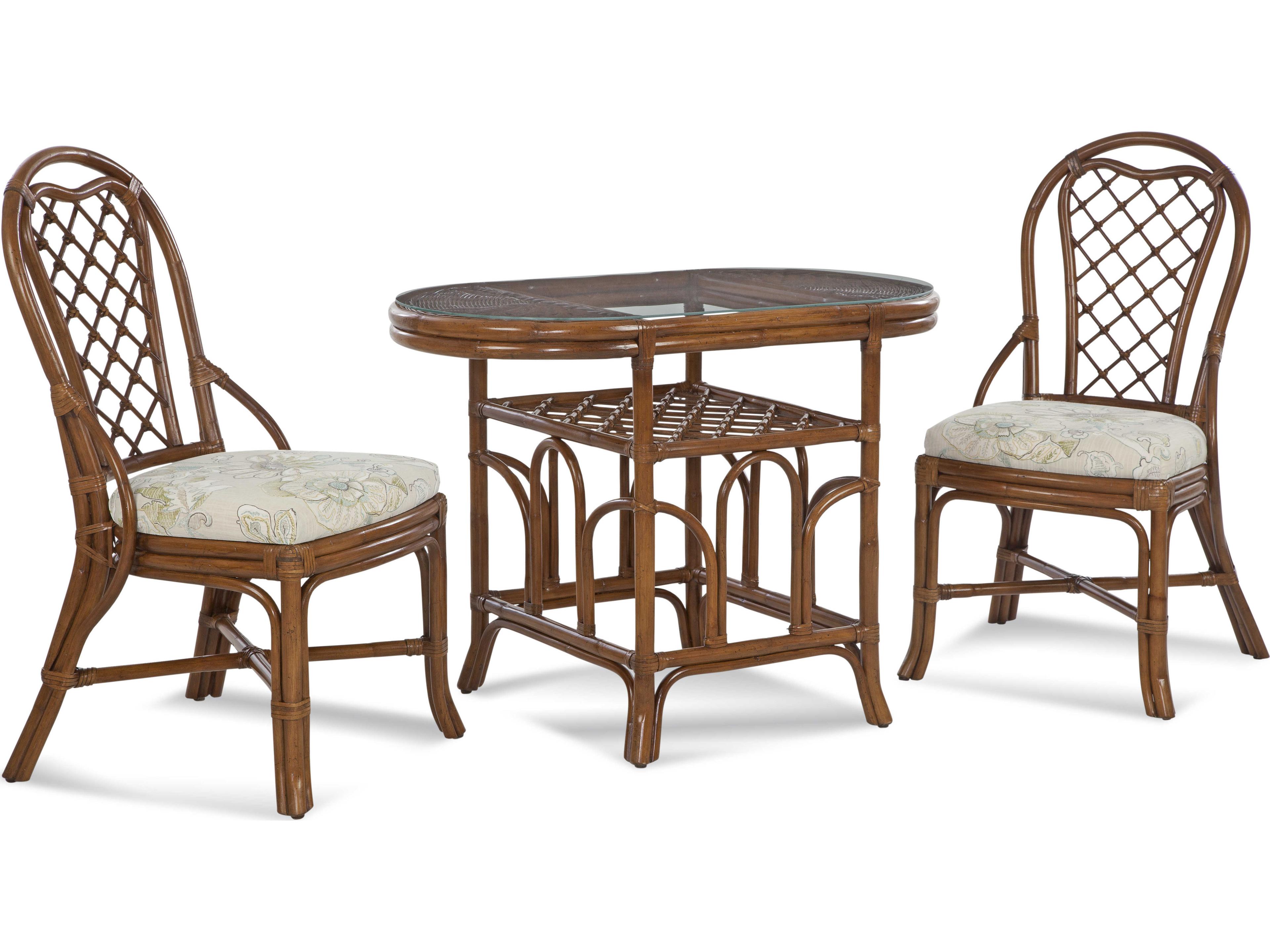 Braxton Culler Trellis Rattan Blue Upholstered Side Dining Chair