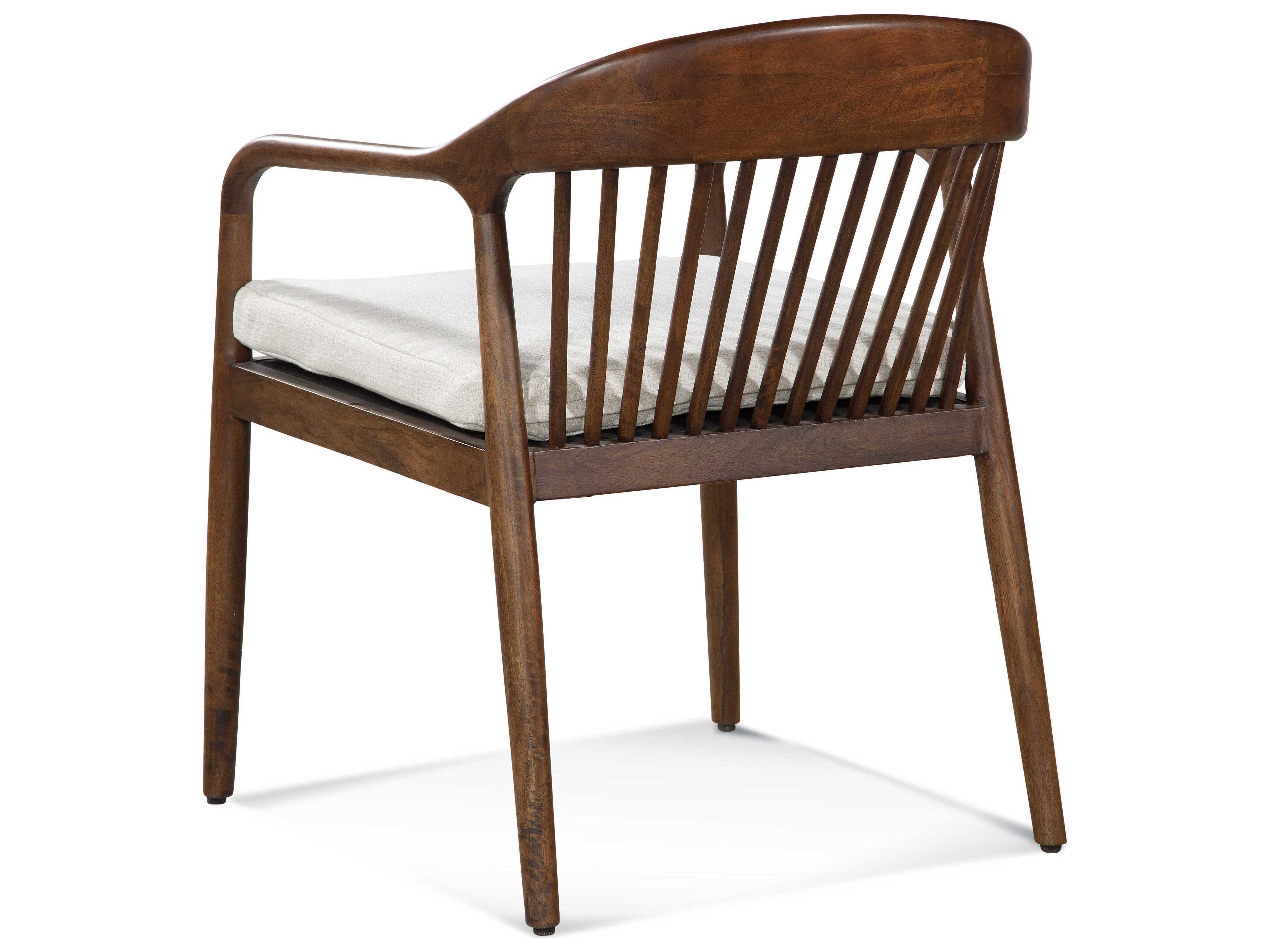 Braxton Culler Guinevere Mango Wood Brown Velvet Upholstered Arm Dining Chair