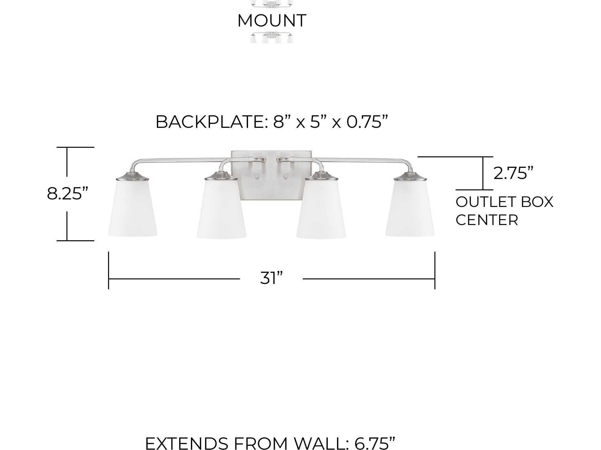 Capital Lighting Braylon 4-Light Brushed Nickel Glass Vanity Light