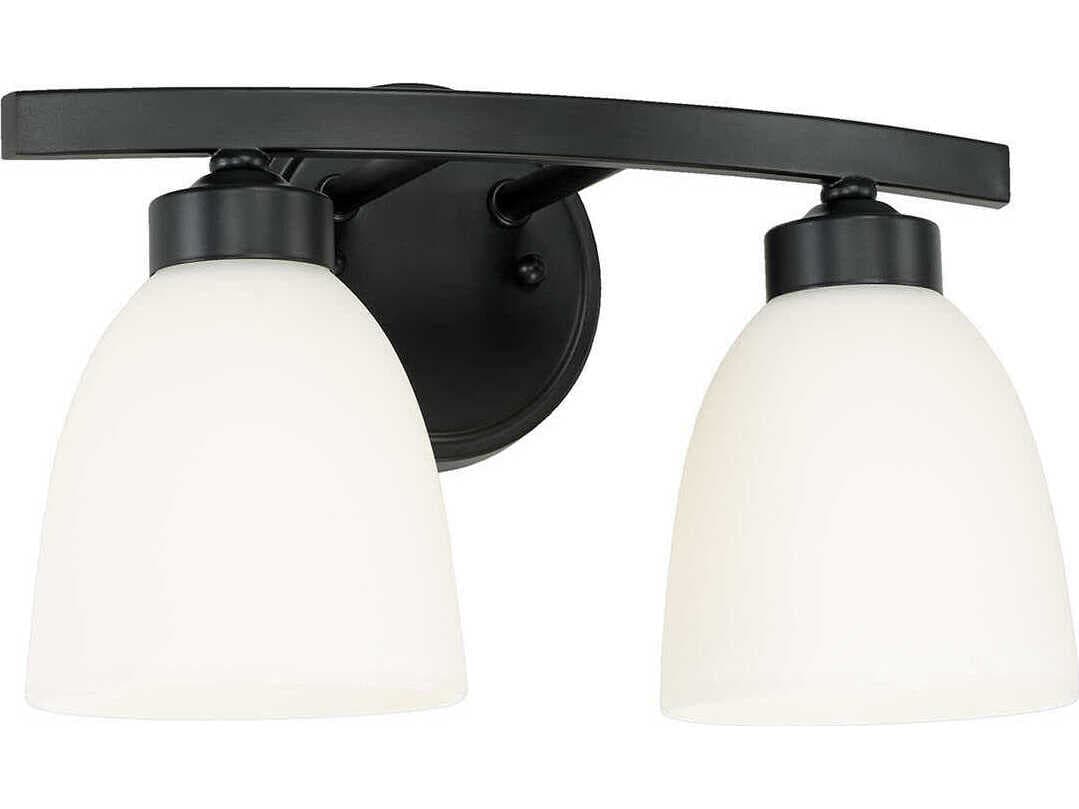 Capital Lighting Jameson 2-Light Matte Black Glass Vanity Light