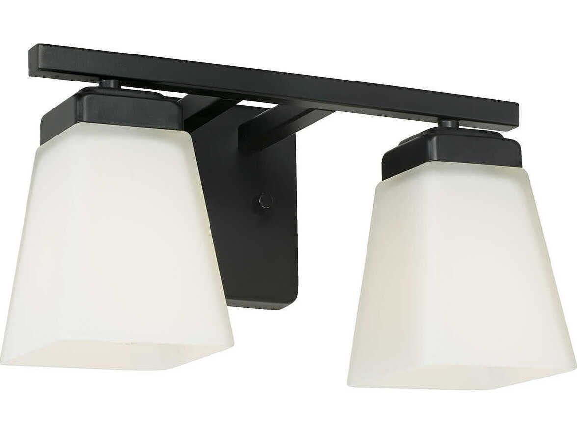 Capital Lighting Baxley 2-Light Matte Black Glass Vanity Light