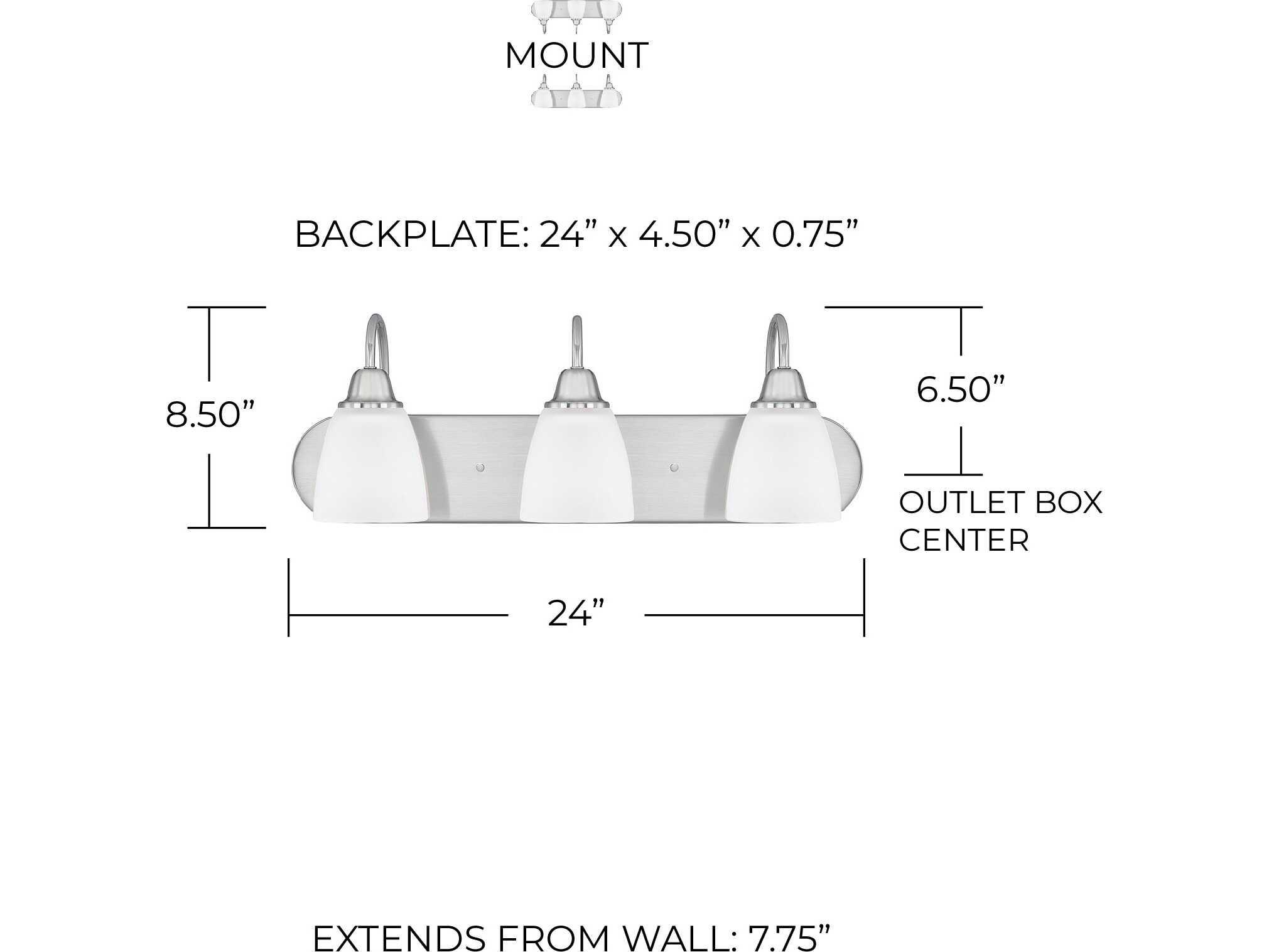 Capital Lighting Trenton 3-Light Brushed Nickel Glass Vanity Light