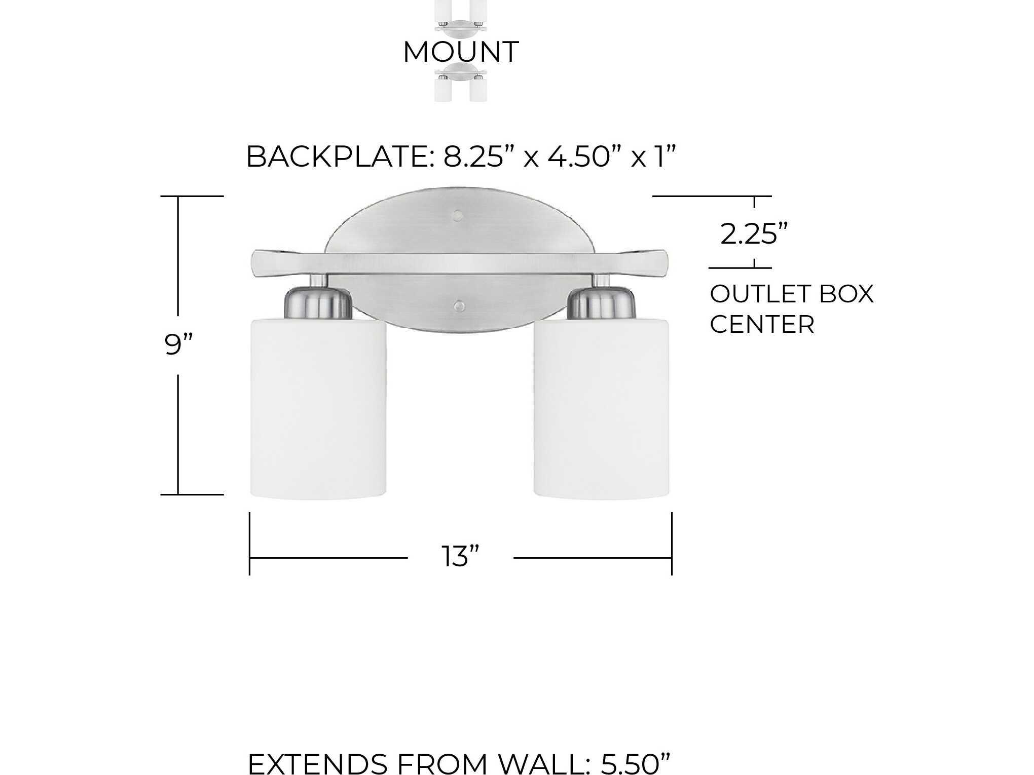 Capital Lighting Dixon 2-Light Brushed Nickel Glass Vanity Light
