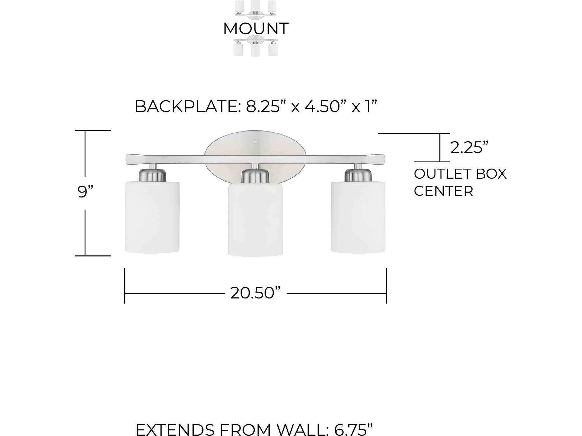 Capital Lighting Dixon 3-Light Brushed Nickel Glass Vanity Light