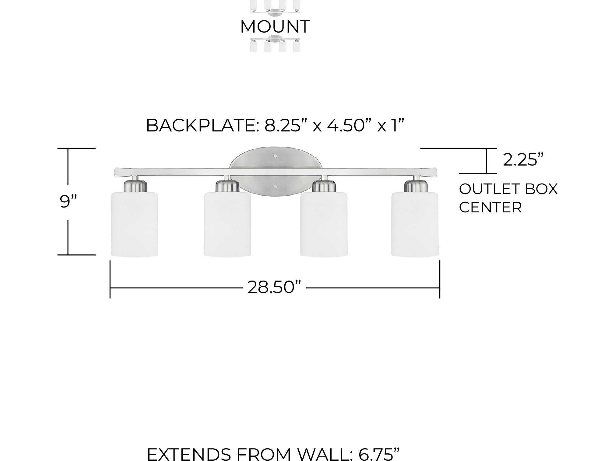 Capital Lighting Dixon 4-Light Brushed Nickel Glass Vanity Light