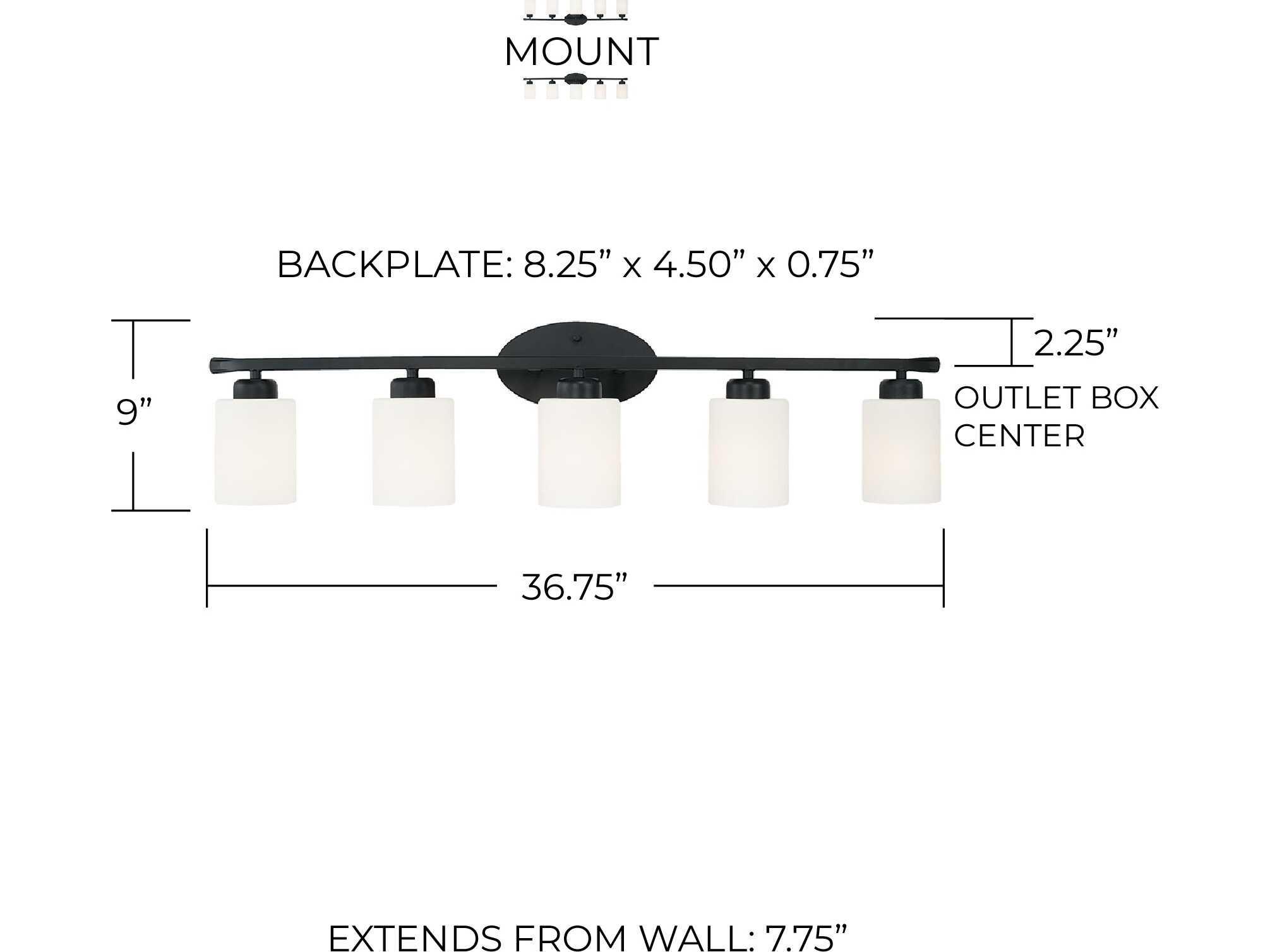 Capital Lighting Dixon 5-Light Matte Black Glass Vanity Light