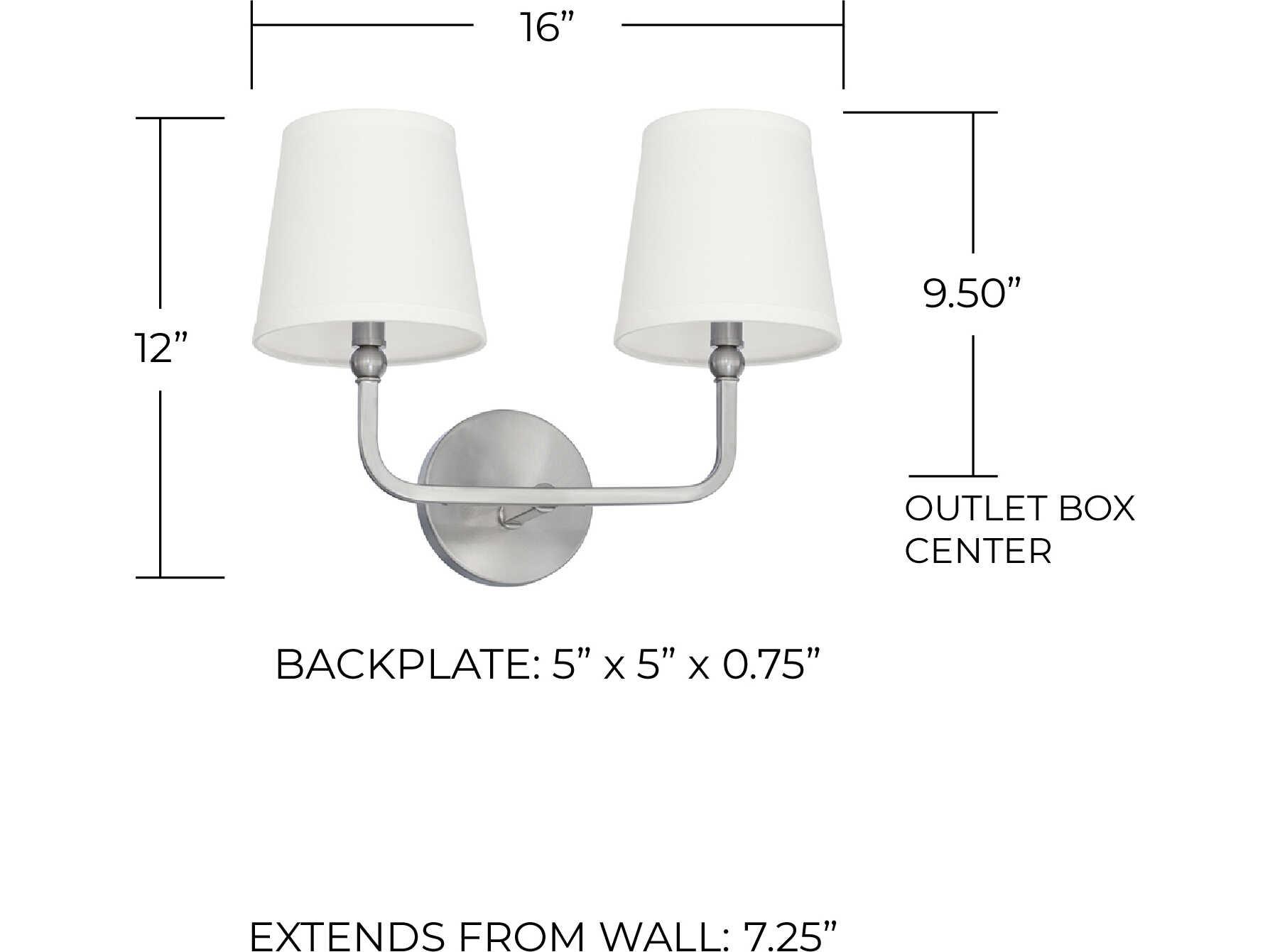 Capital Lighting Dawson 2-Light Brushed Nickel Vanity Light