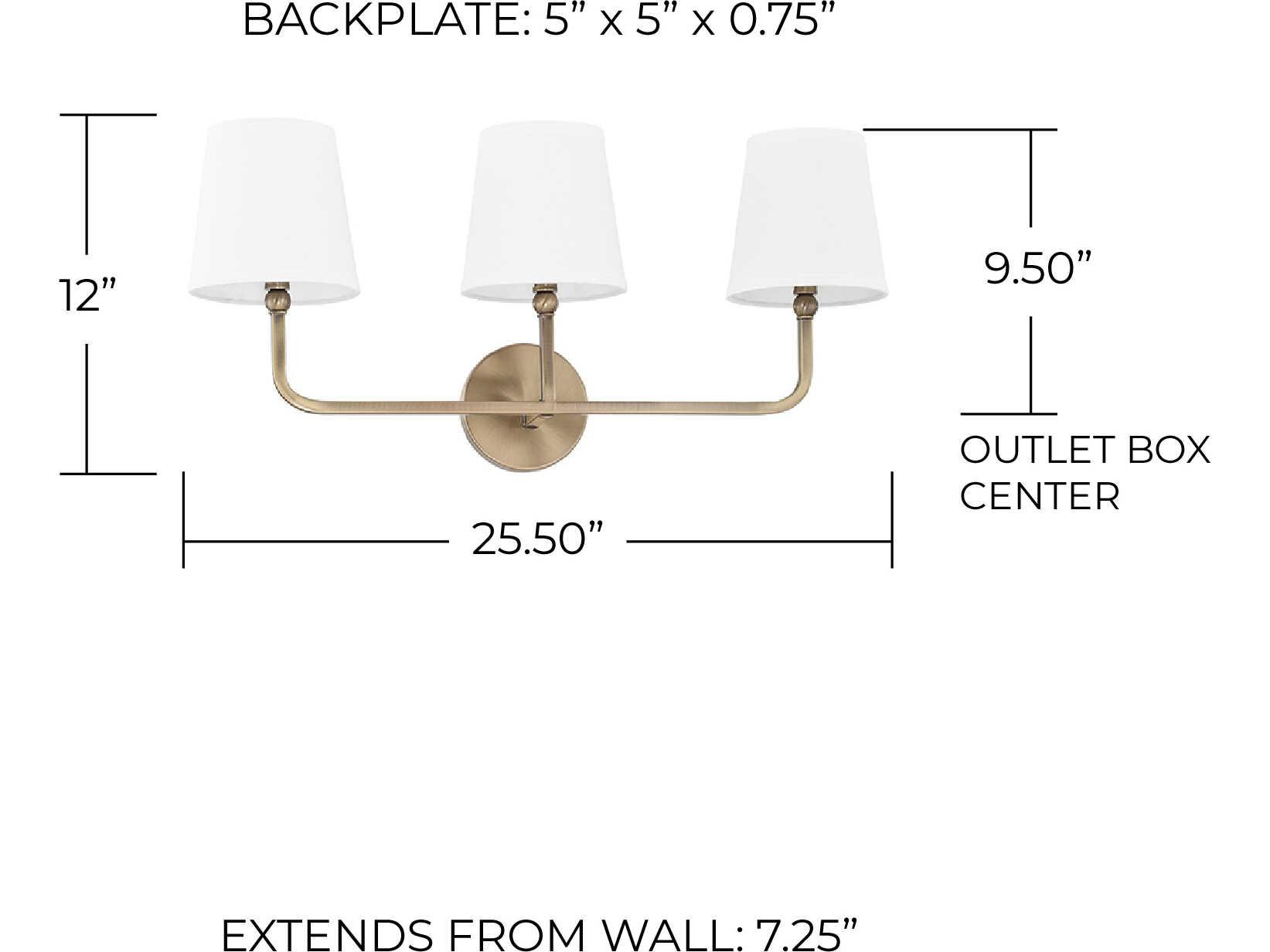 Capital Lighting Dawson 3-Light Aged Brass Vanity Light