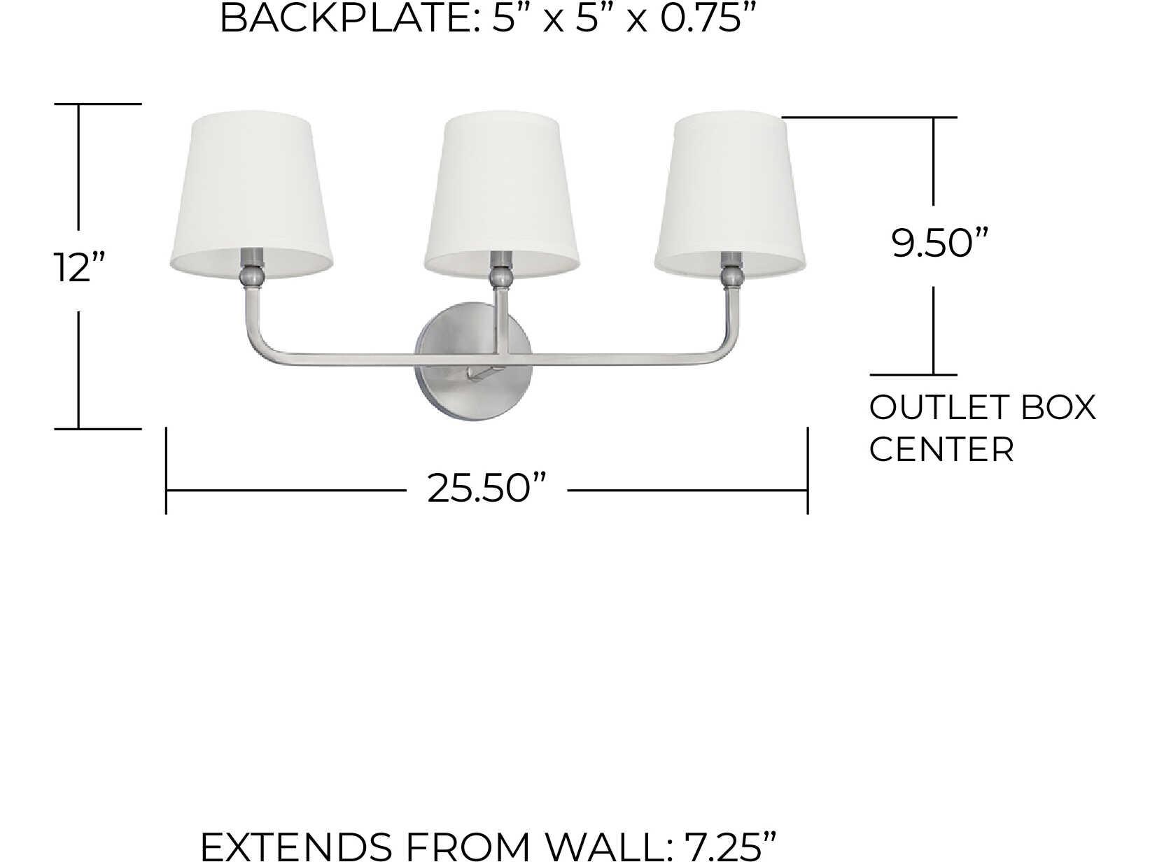 Capital Lighting Dawson 3-Light Brushed Nickel Vanity Light
