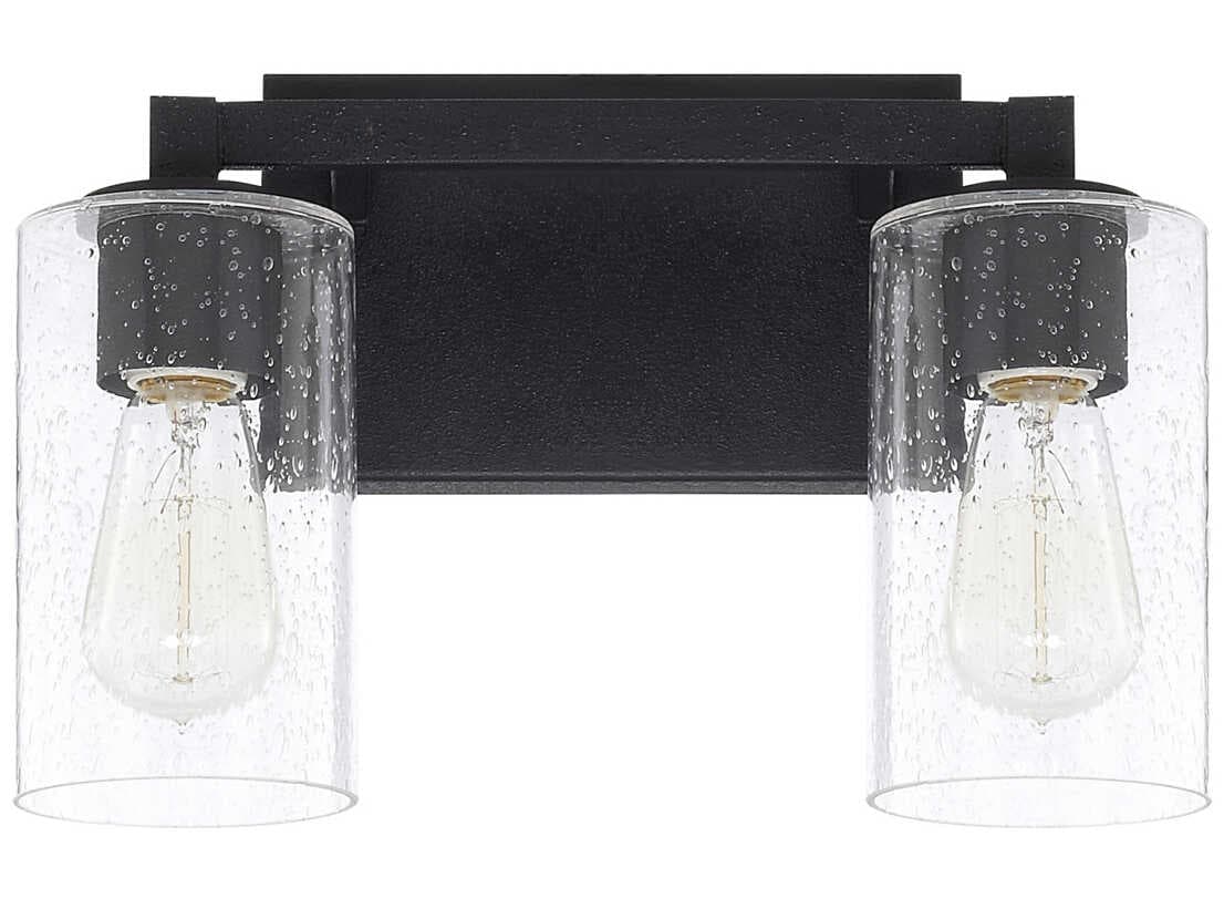 Capital Lighting Ravenwood 2-Light Black Iron Glass Vanity Light