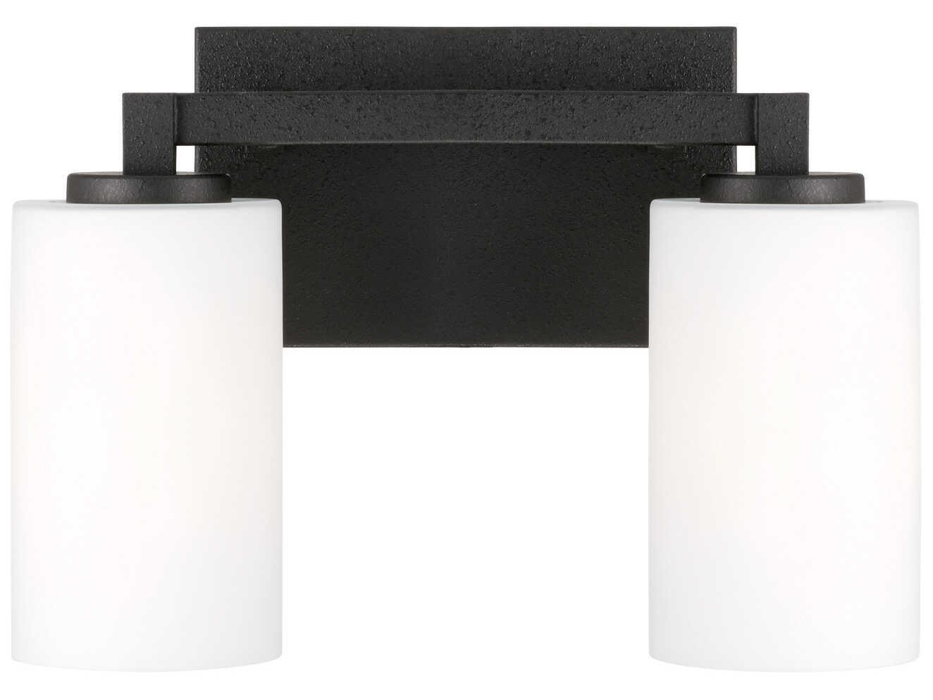 Capital Lighting Ravenwood 2-Light Black Iron Glass Vanity Light