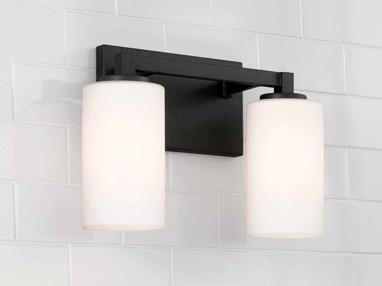 Capital Lighting Ravenwood 2-Light Black Iron Glass Vanity Light