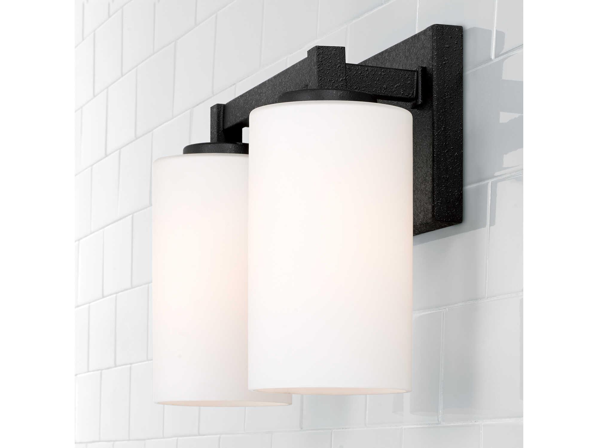 Capital Lighting Ravenwood 2-Light Black Iron Glass Vanity Light