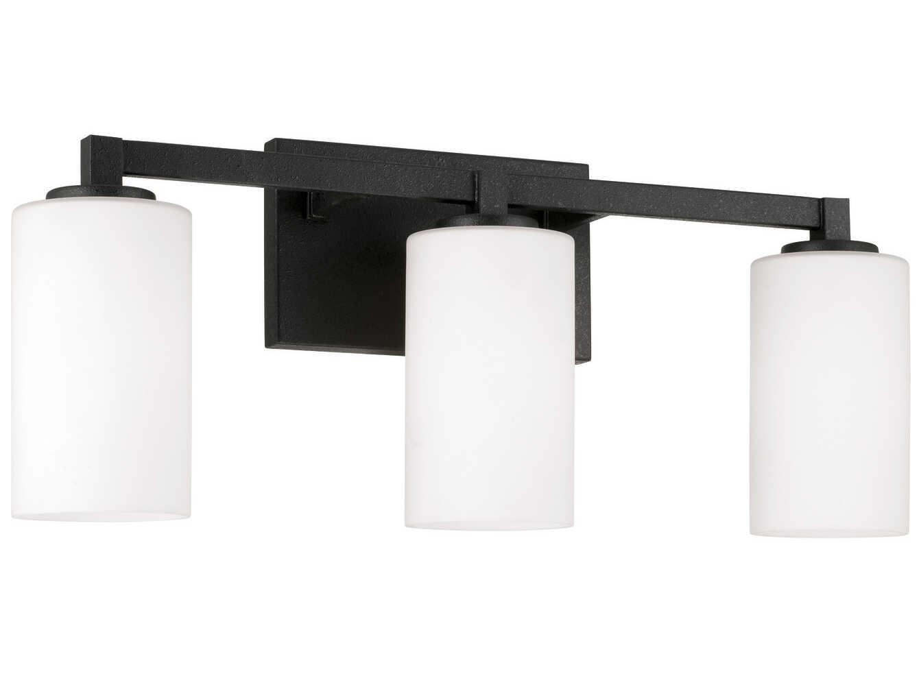 Capital Lighting Ravenwood 3-Light Black Iron Glass Vanity Light