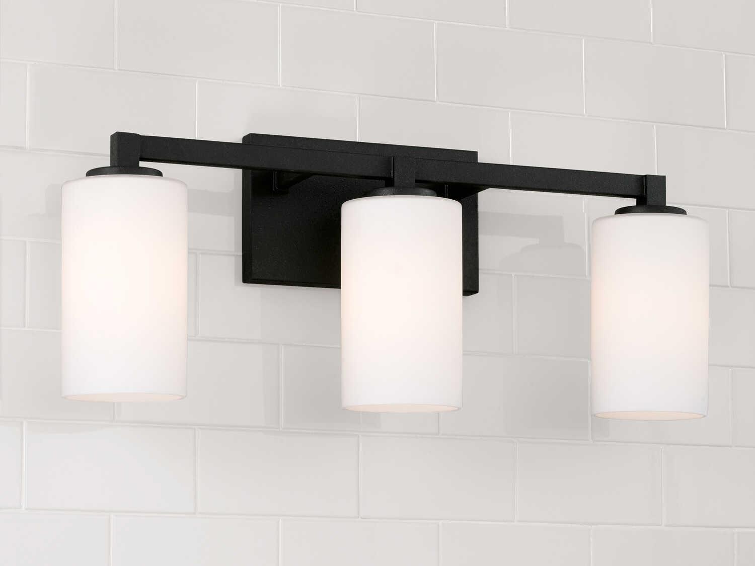 Capital Lighting Ravenwood 3-Light Black Iron Glass Vanity Light