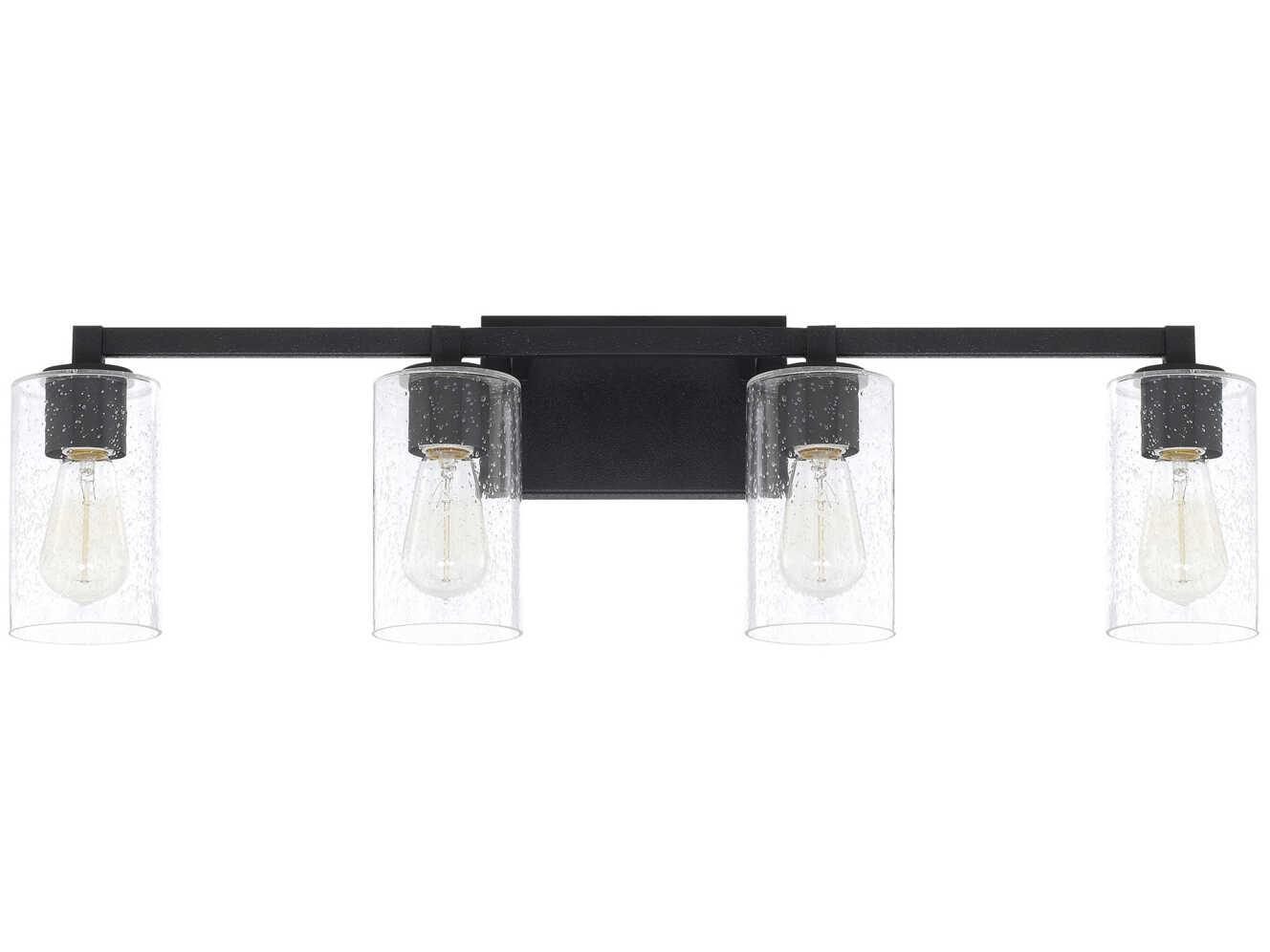 Capital Lighting Ravenwood 4-Light Black Iron Glass Vanity Light