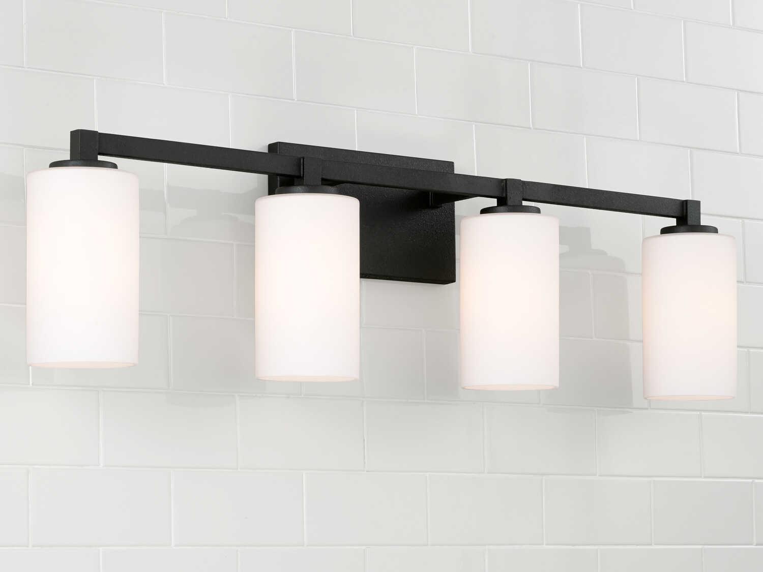 Capital Lighting Ravenwood 4-Light Black Iron Glass Vanity Light