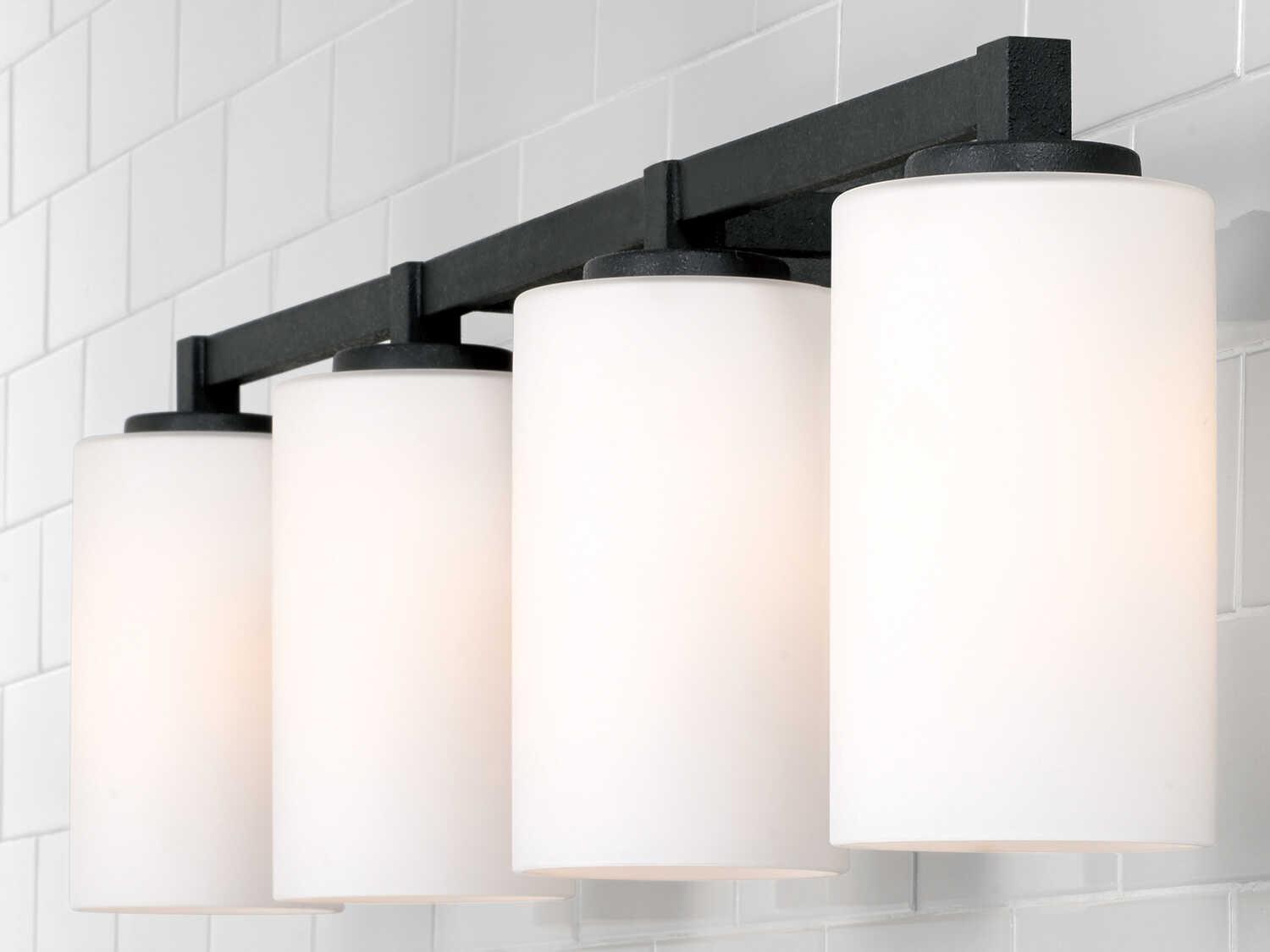 Capital Lighting Ravenwood 4-Light Black Iron Glass Vanity Light