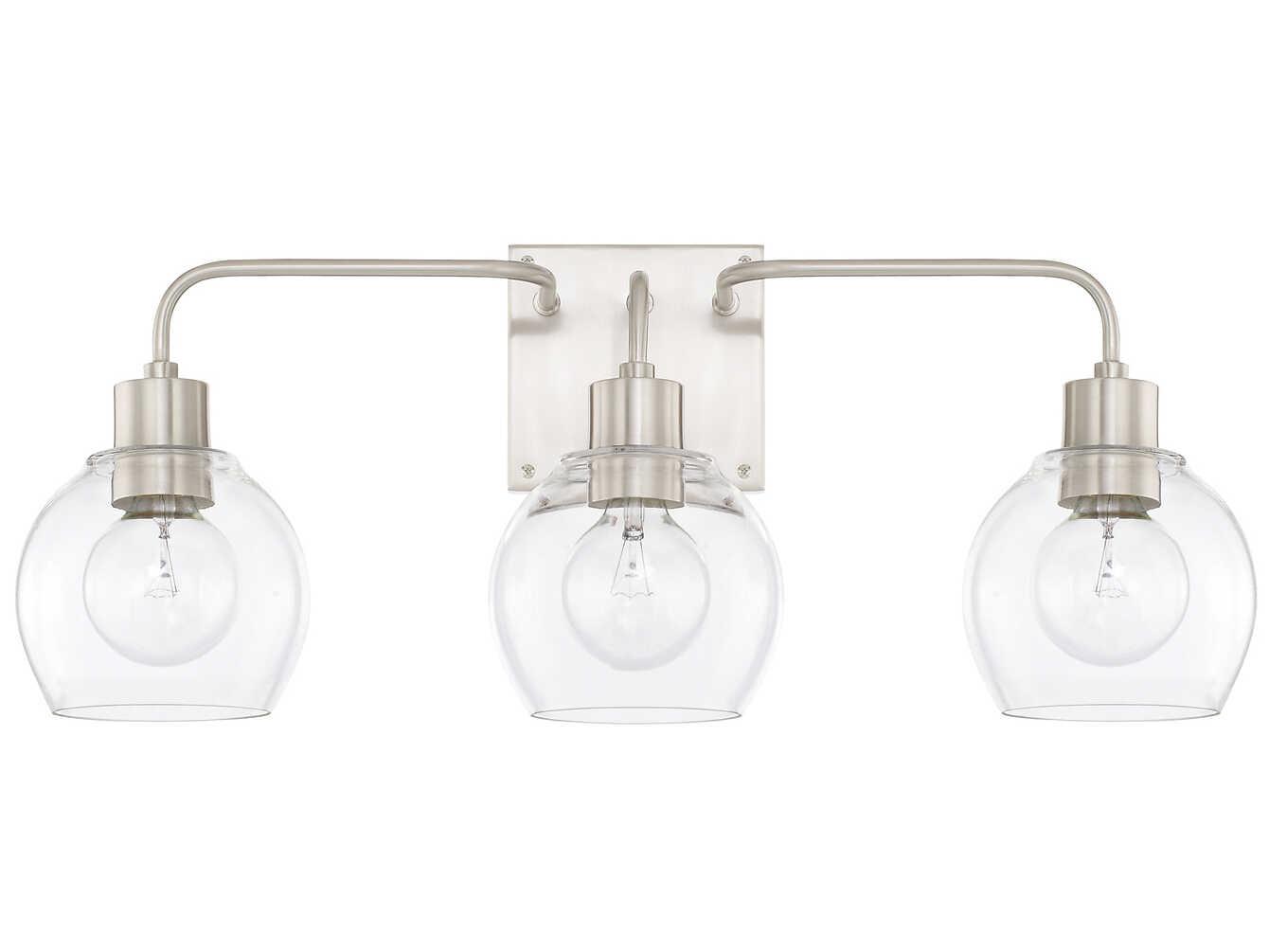Capital Lighting Tanner 3-Light Brushed Nickel Glass Vanity Light