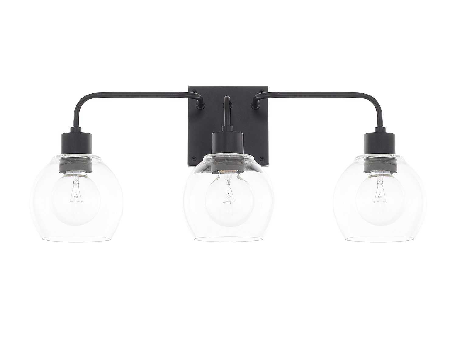 Capital Lighting Tanner 3-Light Matte Black Glass Vanity Light