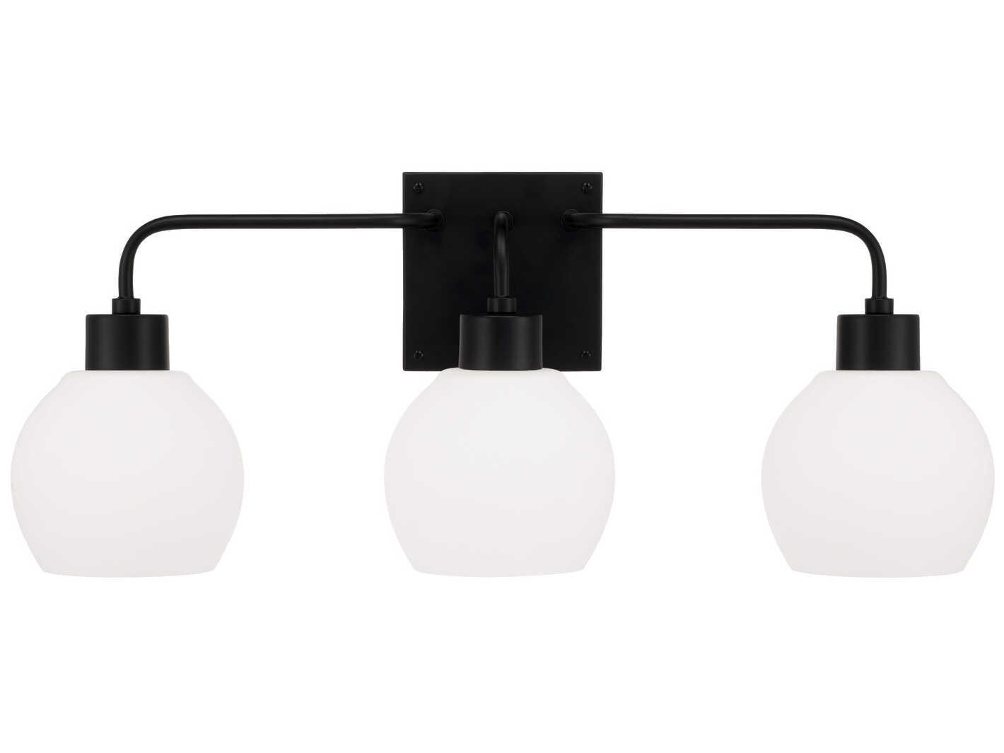 Capital Lighting Tanner 3-Light Matte Black Glass Vanity Light